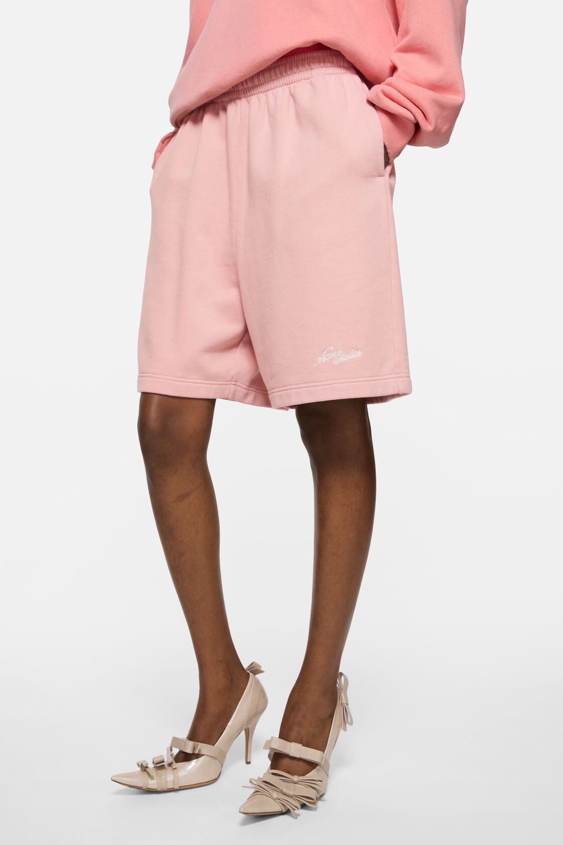 Fleece shorts with logo, Faded pink, 2000x