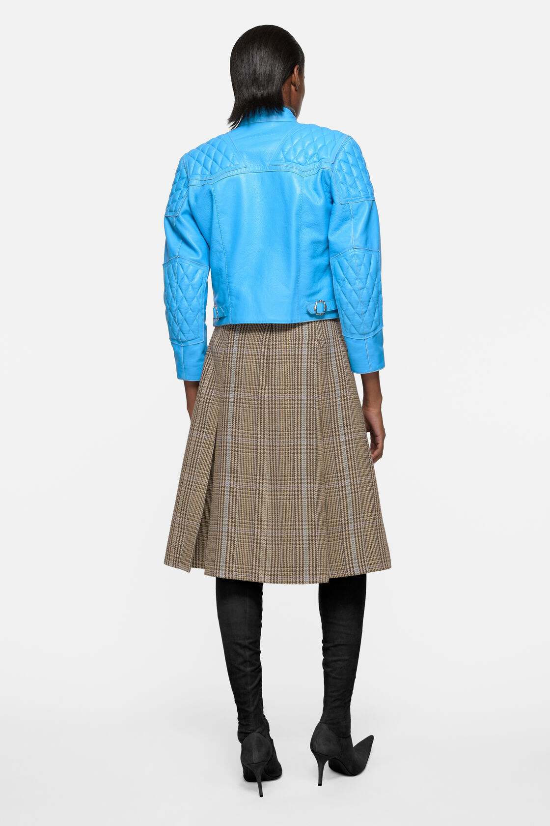 Long pleated wool skirt, Brown/blue multi, 2000x