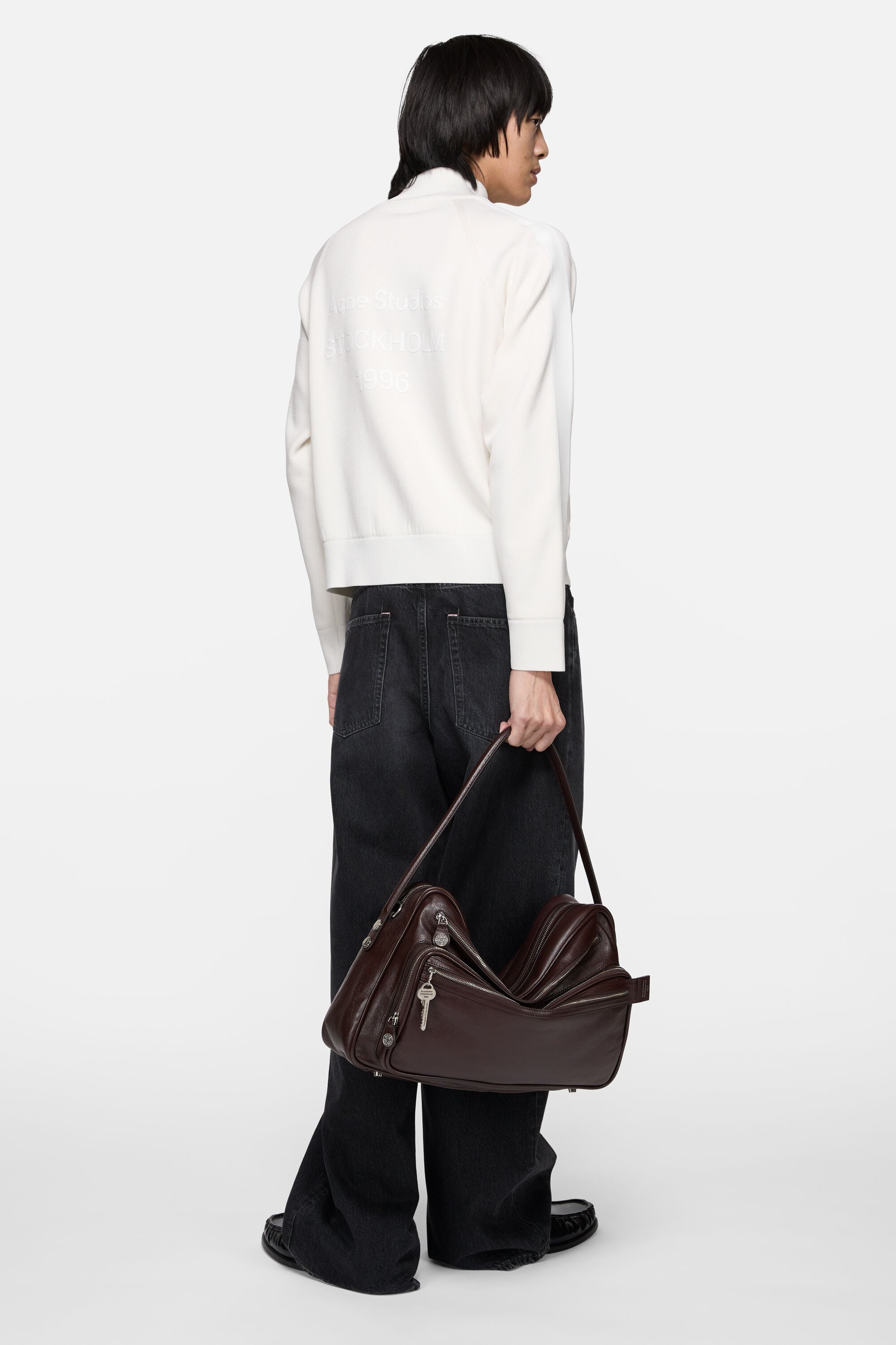 Acne Studios - Zip-up logo cardigan - Cold white