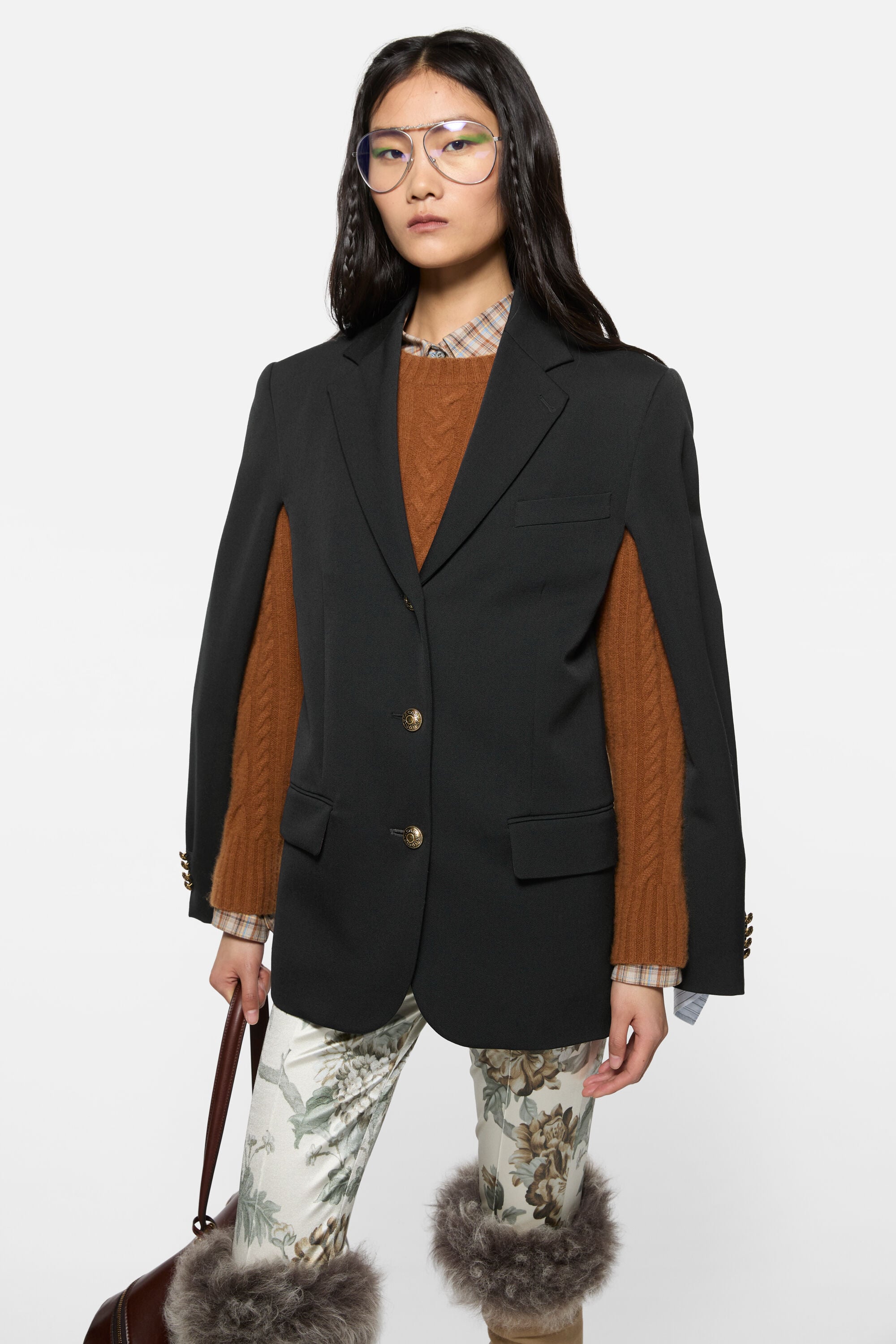 Acne Studios - レイヤードウールスーツジャケット - ネイビーブルー