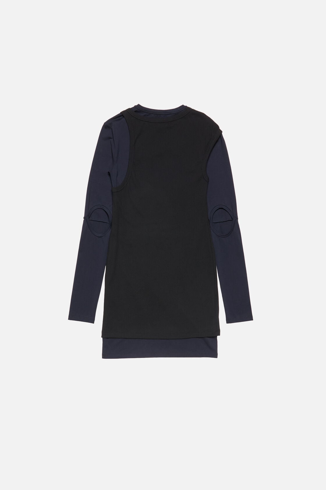 Layered Cotton Mini Dress, Navy/black, 2000x