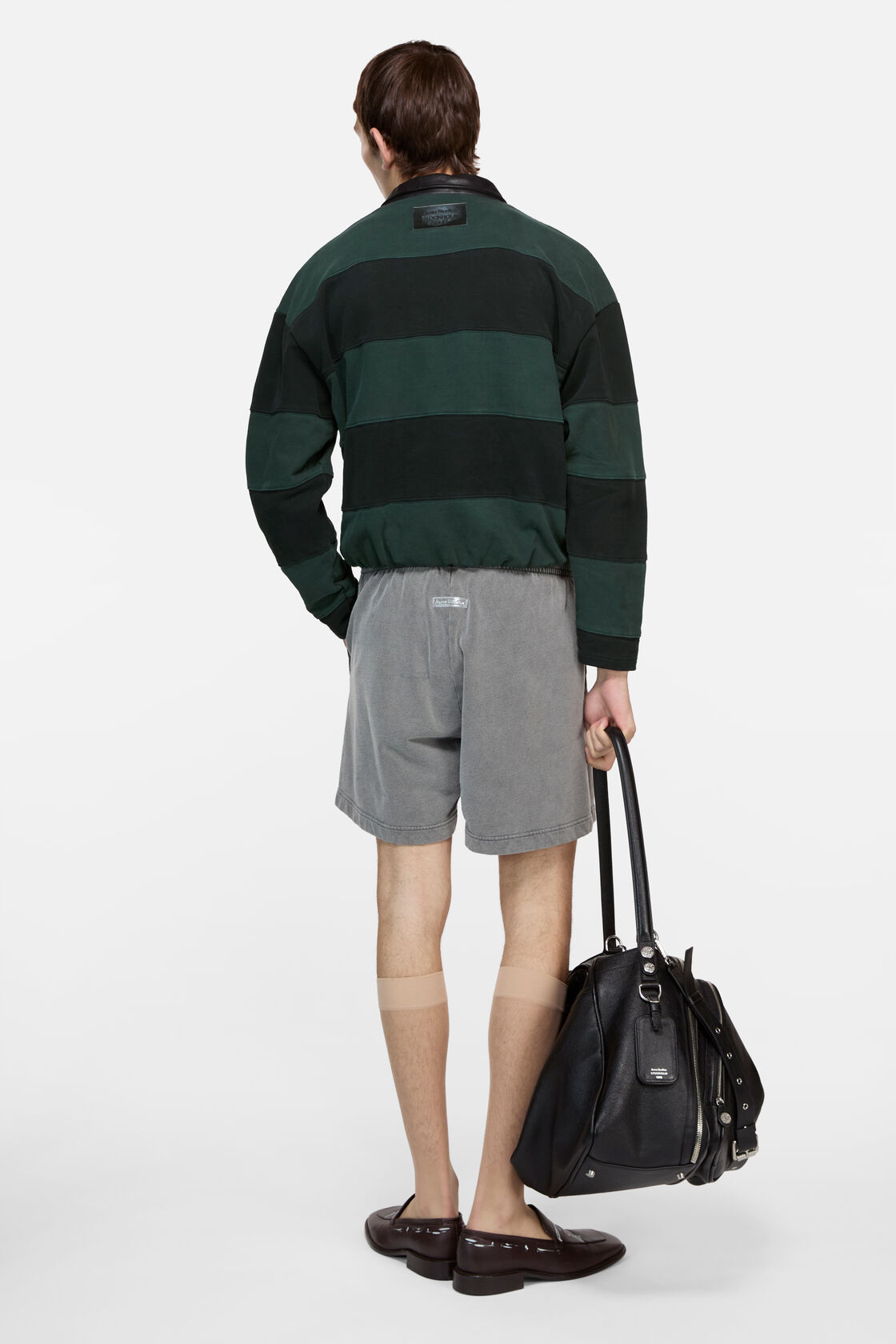 Striped polo sweater, Forest green/black, 2000x