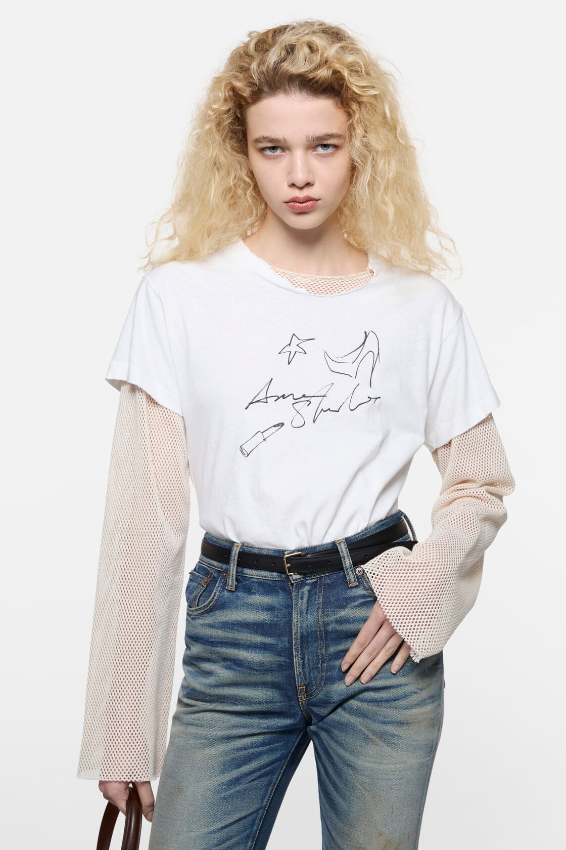 Layered mesh t-shirt, Off white, 2000x