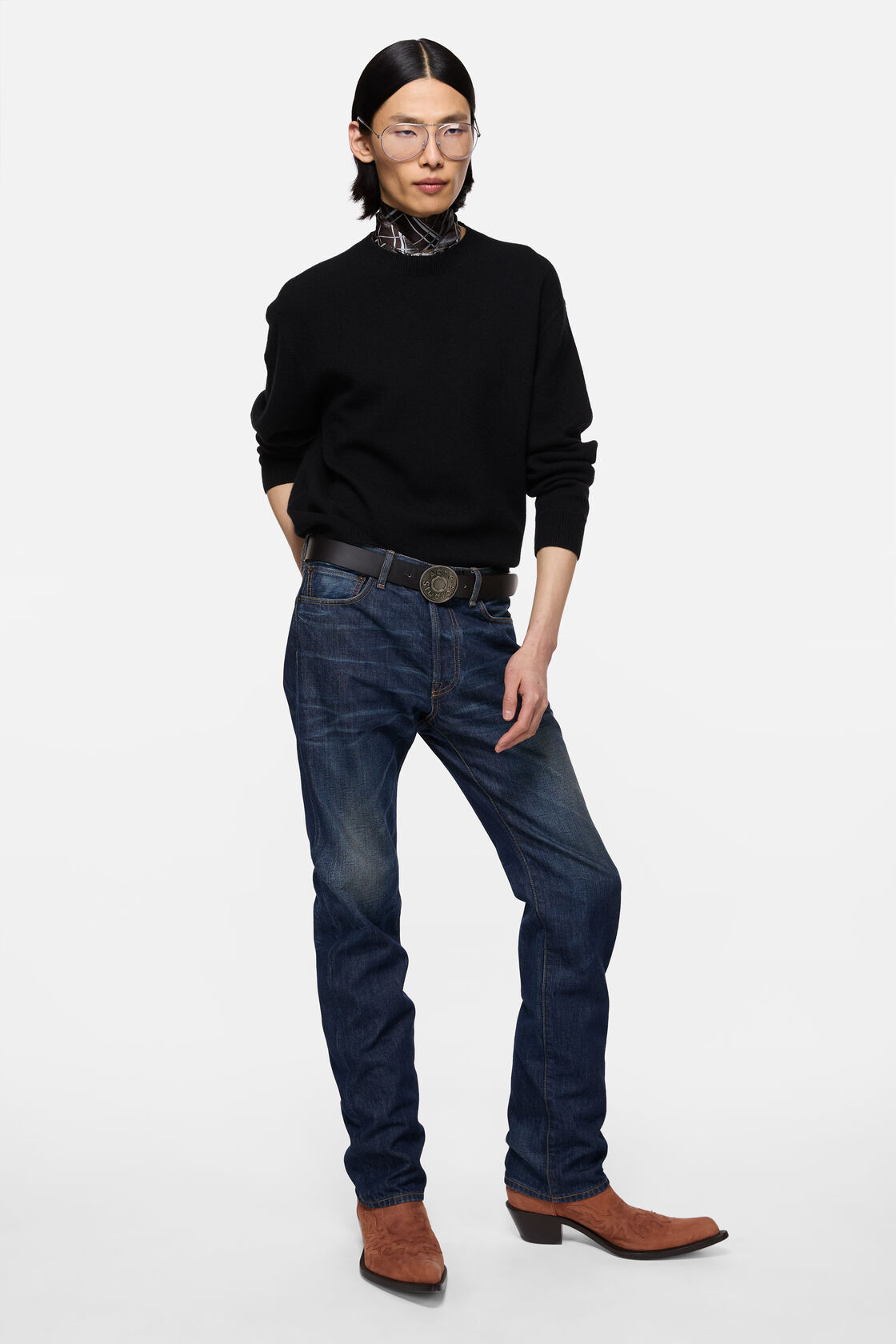 Cashmere sweater with logo, Black, 2000x