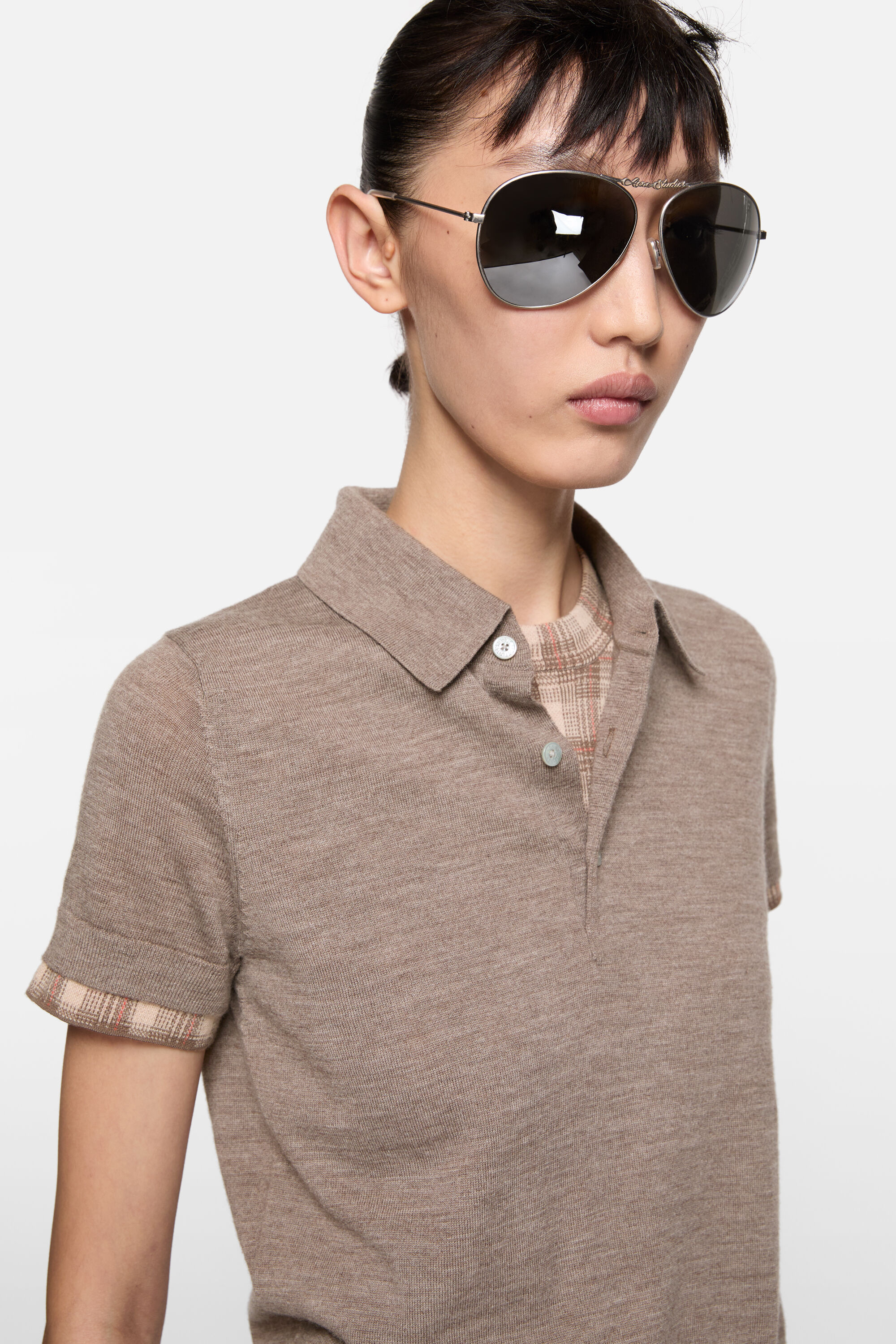 トップス Acne Studios POLO knit Acne Studio - S/S Silk Polo Knit Grey – STRØM