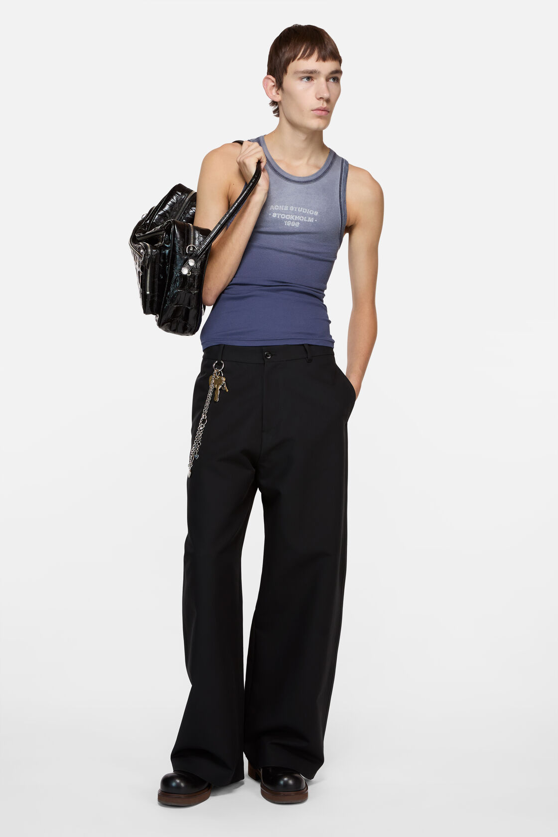 Sprayed logo tank top, Navy, 2000x