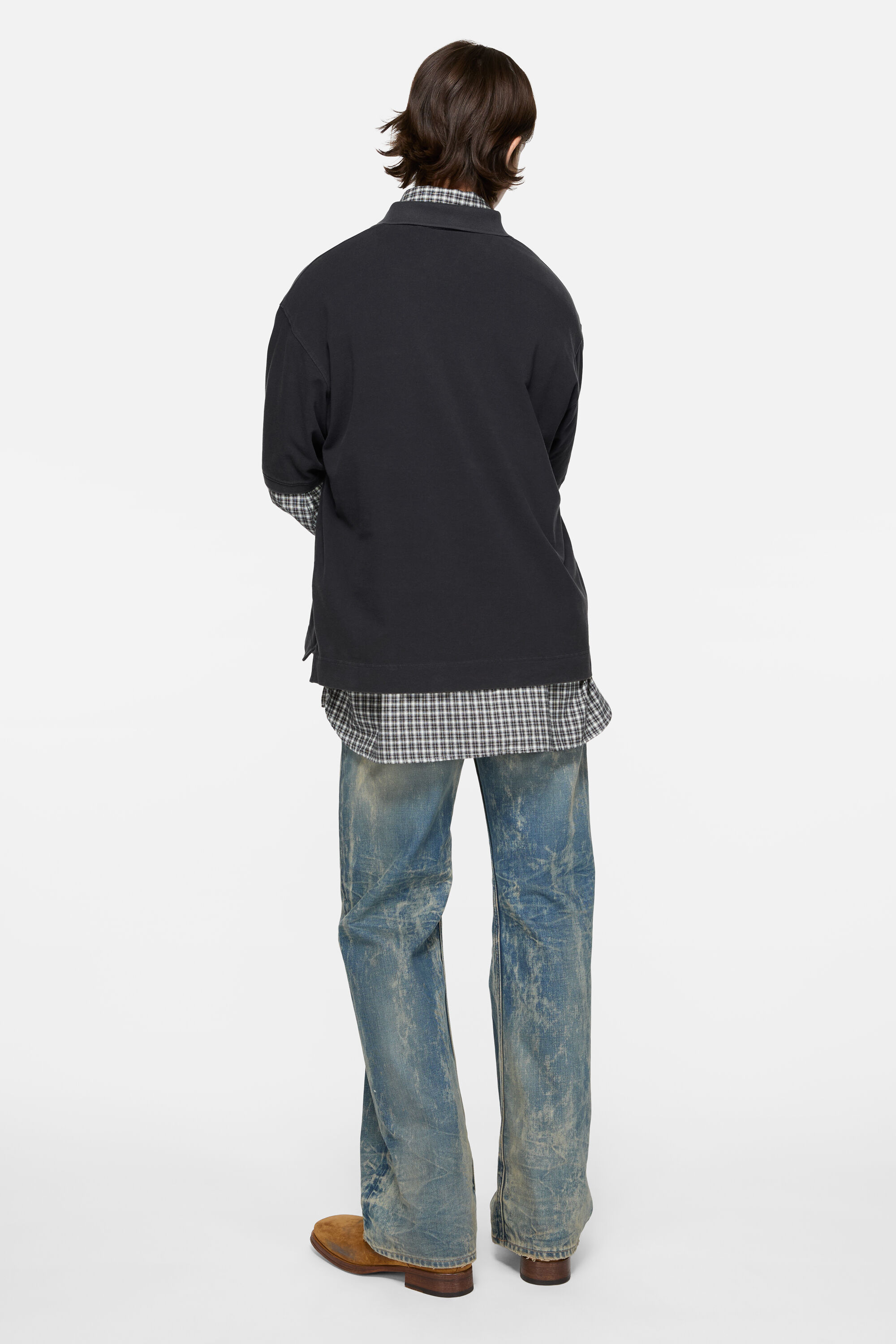 Acne Studios - ウォッシュドロゴポロシャツ - ブラック