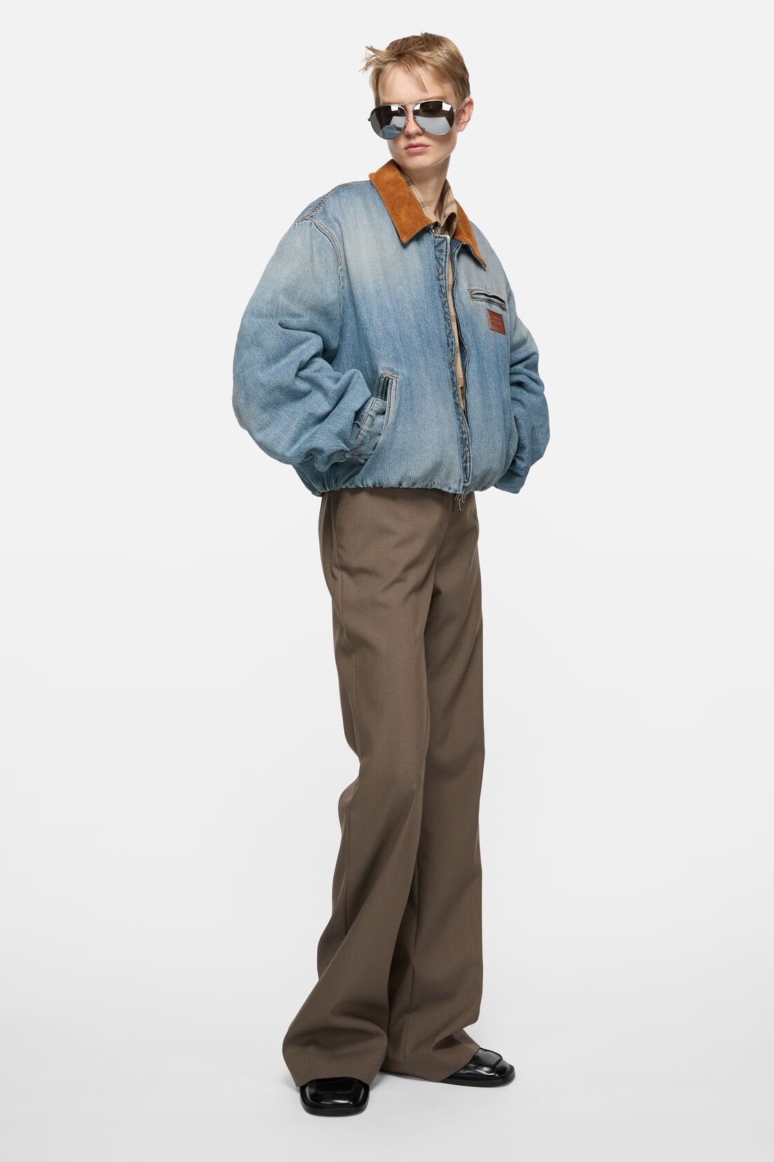 Denim bomber blouson, Mid blue, 2000x