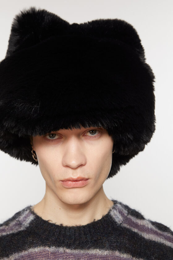 Acne Studios - Fluffy bow hat - Black 
