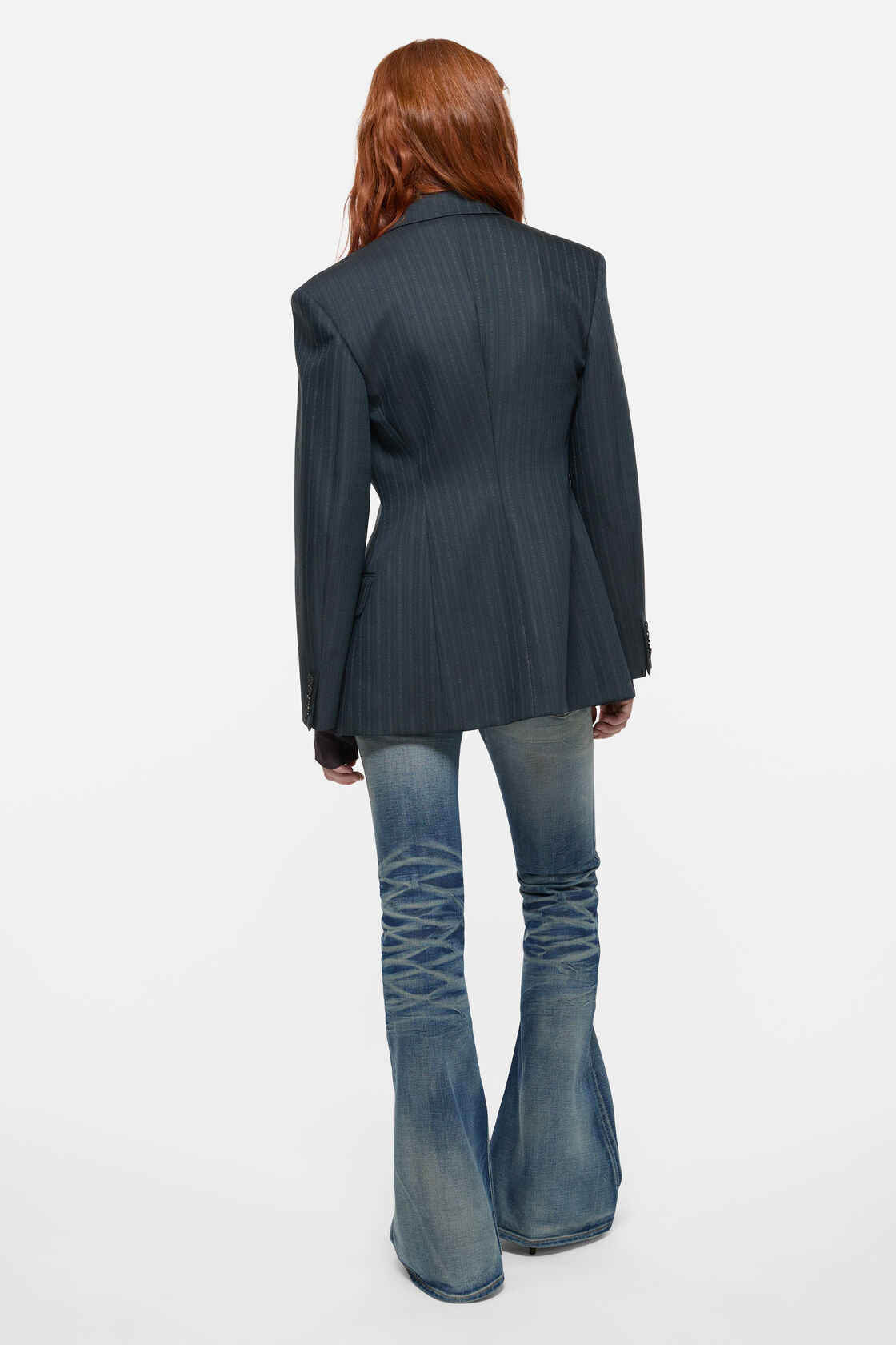 Pinstripe wool suit jacket, Black/Teal blue, 2000x