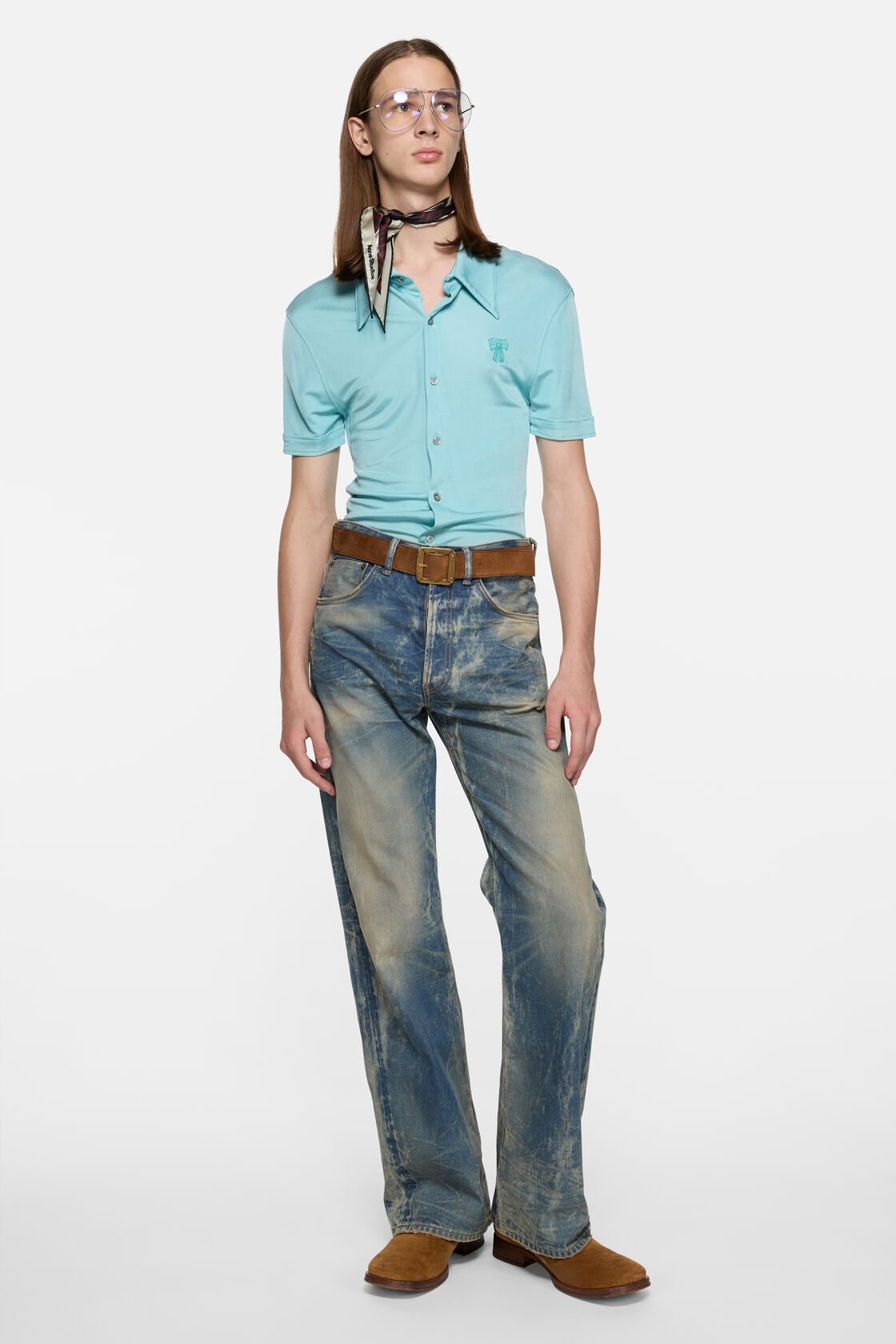 Logo button-up, Aqua blue, 2000x