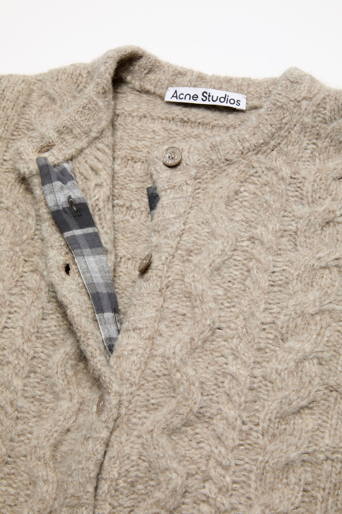 Cable knit cardigan, Medium beige, 2000x