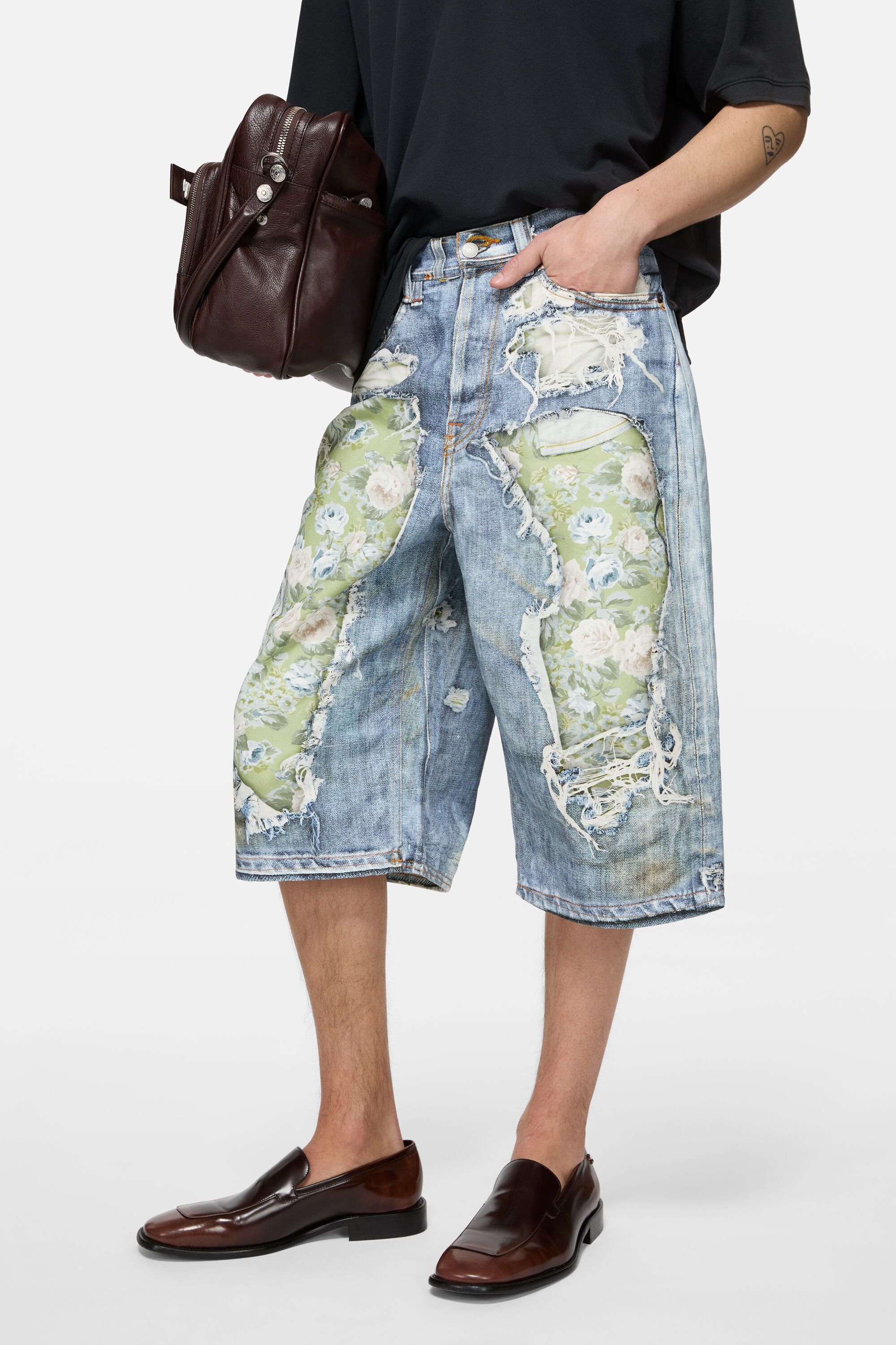 Acne Studios - Trompe-l'œil denim shorts - Blue/green