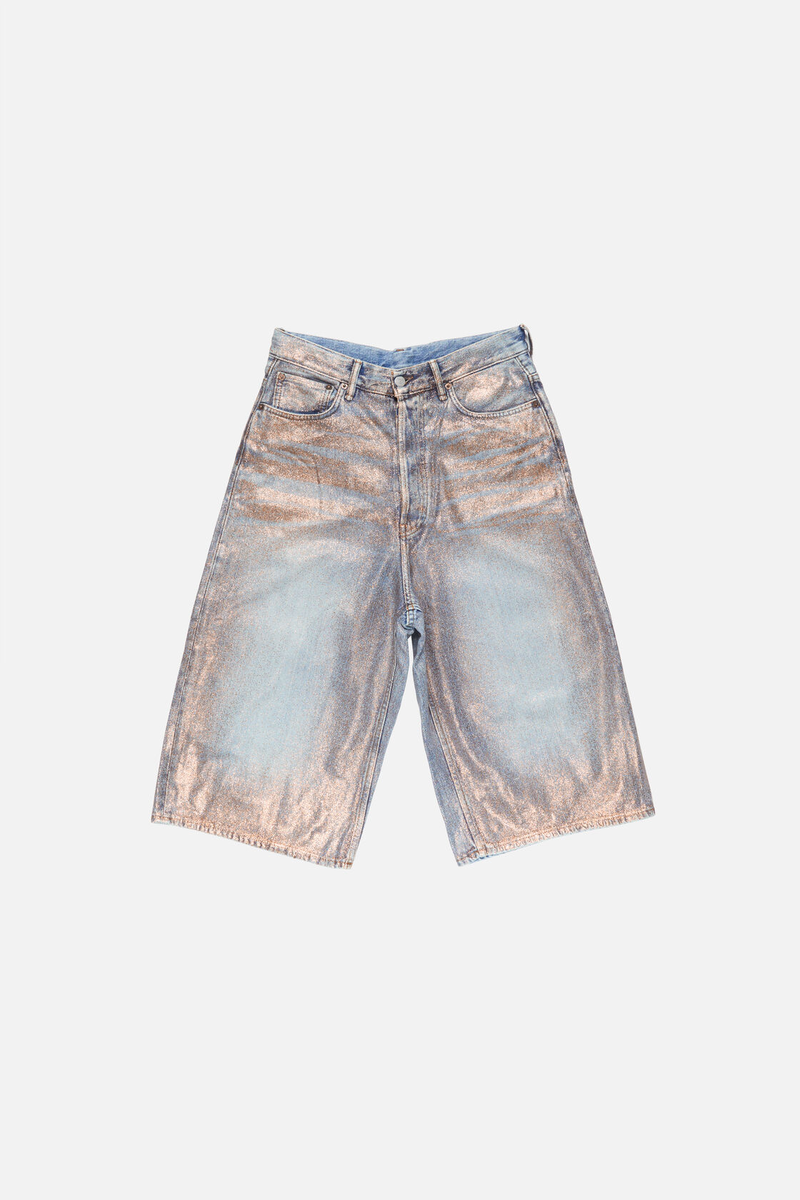 Glitter denim shorts, Rose copper/light blue, 2000x