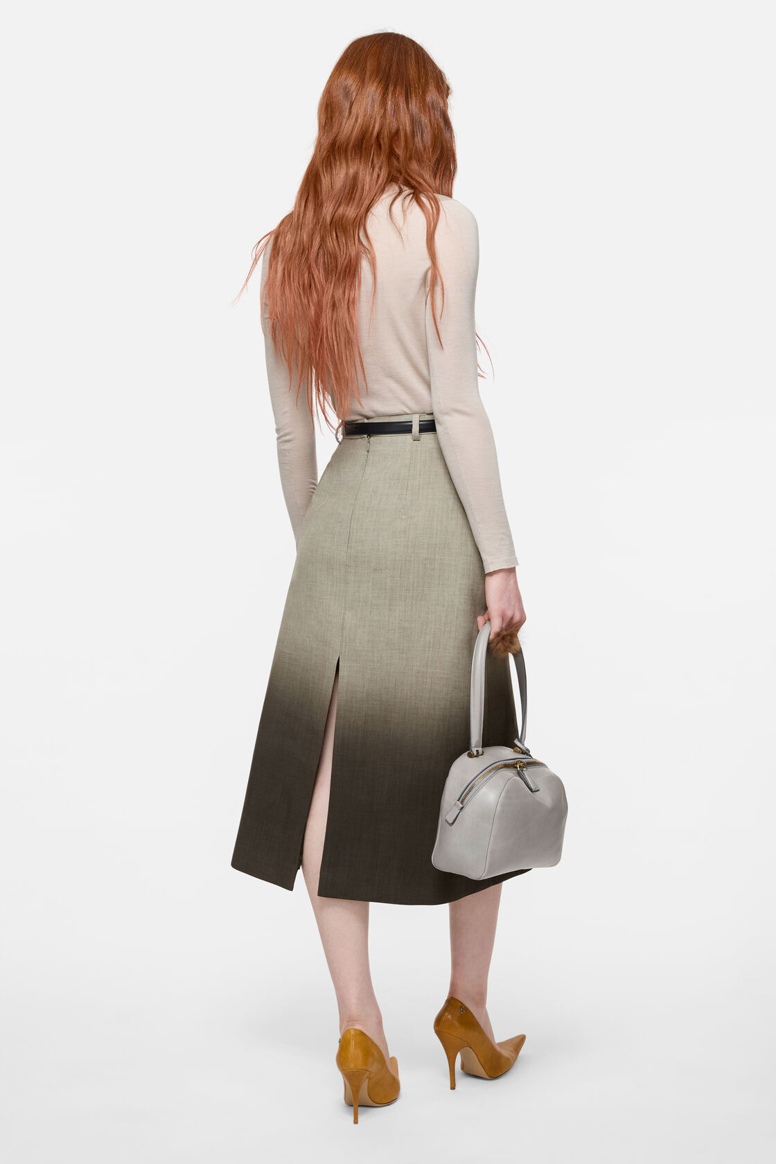 Printed wool skirt, Faded taupe/black, 2000x