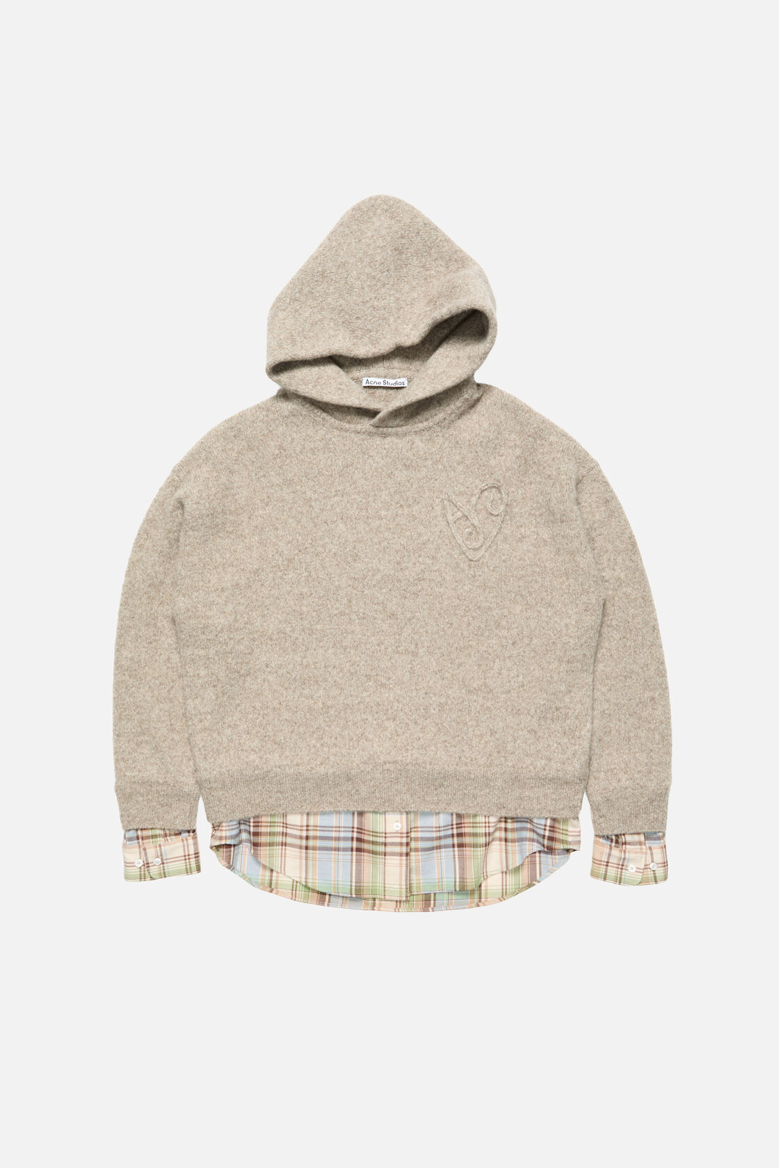 Layered knit hoodie, Medium beige, 2000x