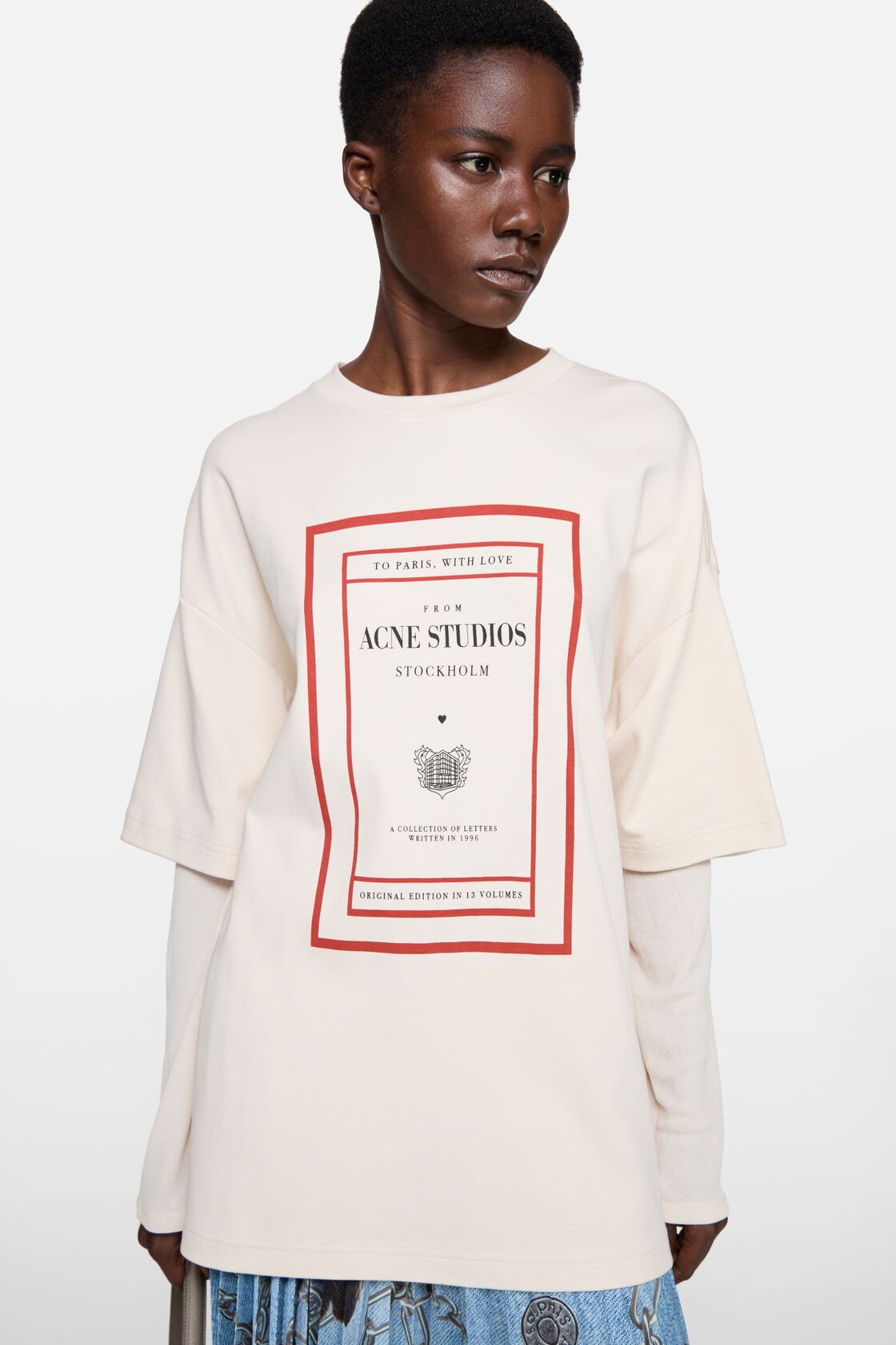 Layered graphic t-shirt, Warm beige, 2000x