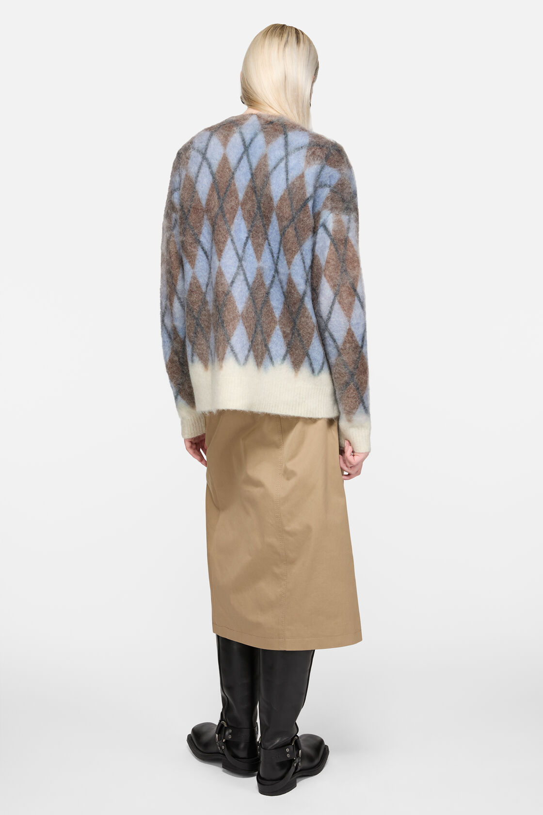 モヘアカーディガン, グレー/ブラウン, 2000x