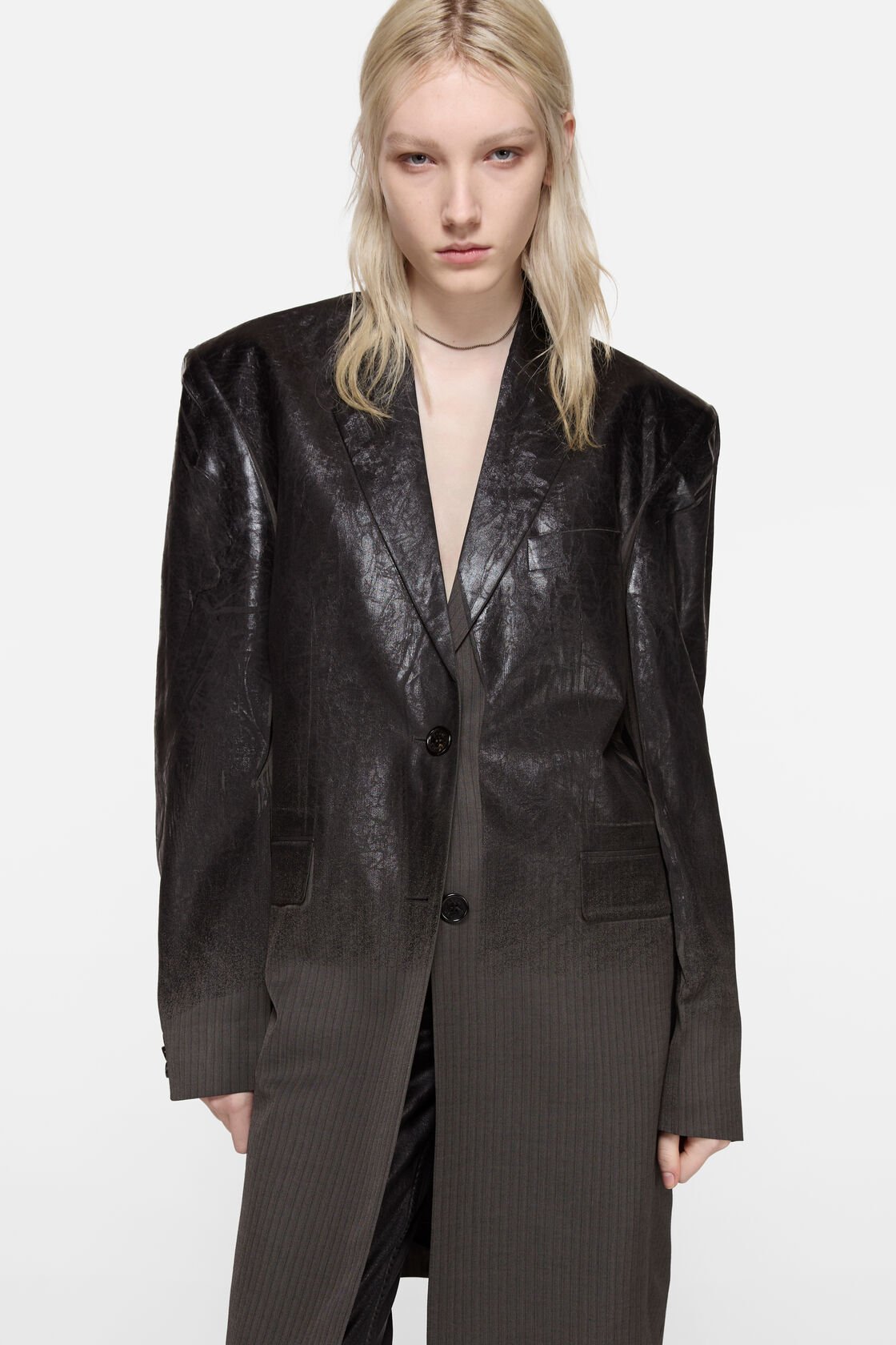 single-breasted d&eacute;grad&eacute; coat, Multi grey, 2000x