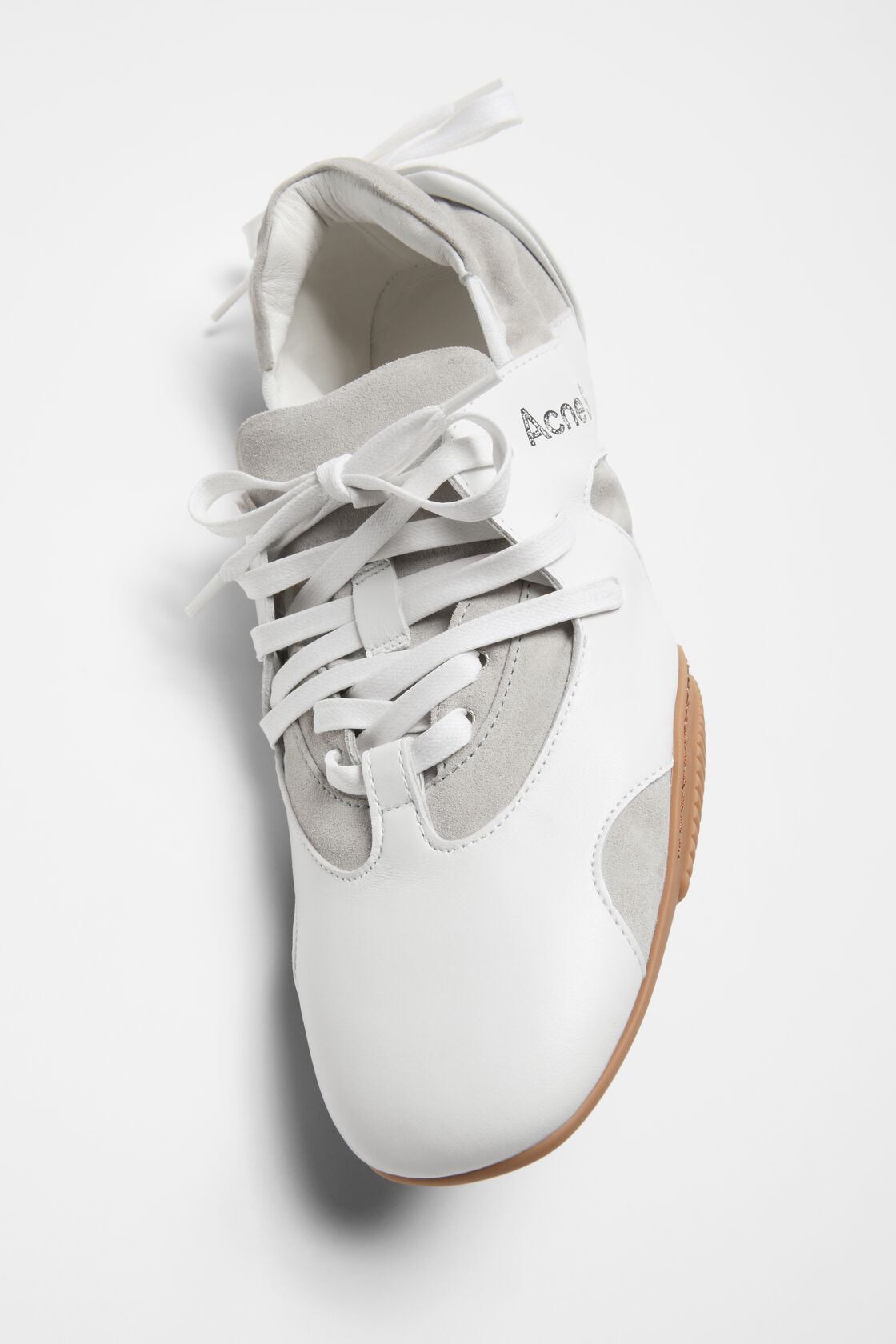 Leather lace-up shoes, White/white, 2000x