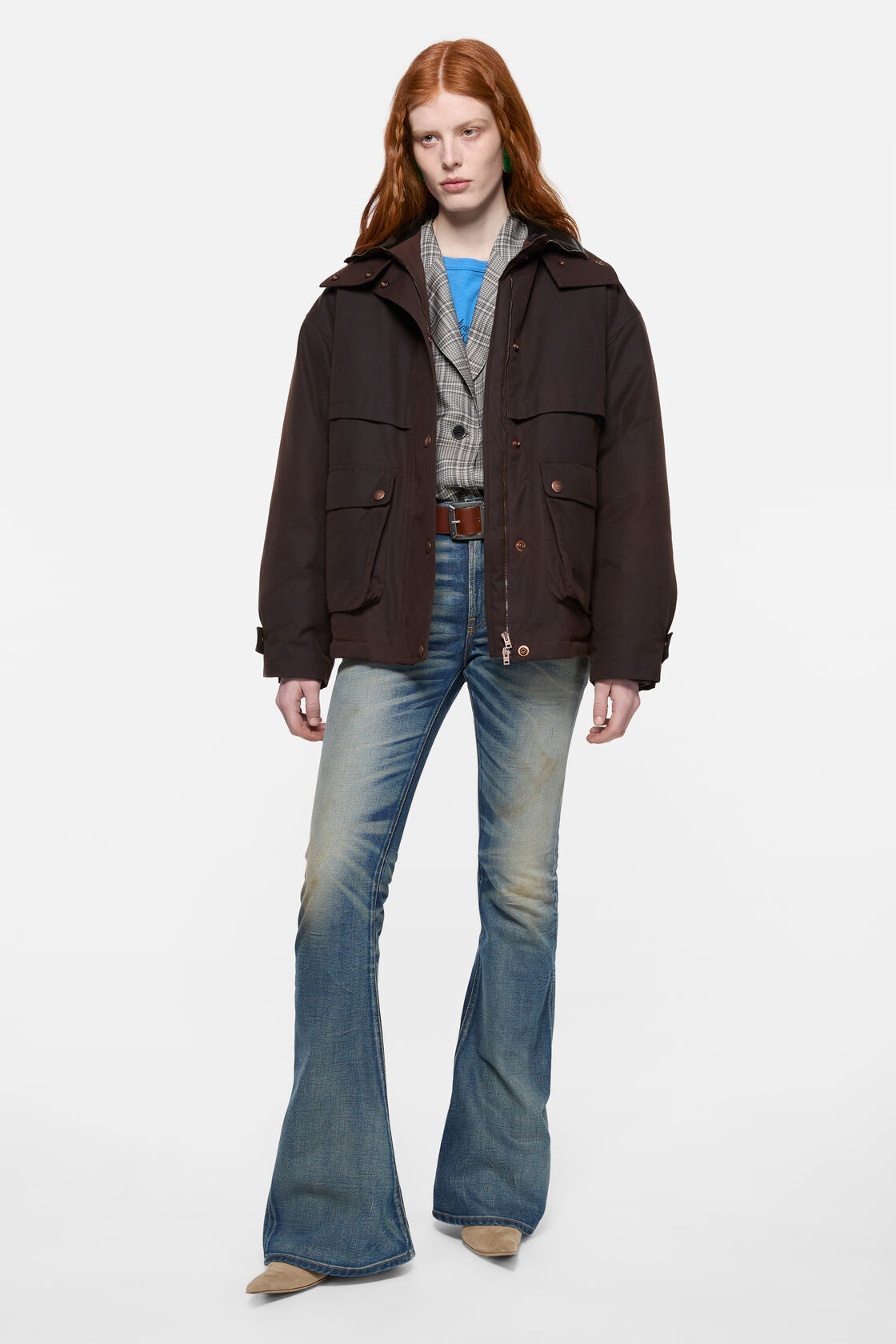 Waxed canvas blouson jacket, Dark brown, 2000x