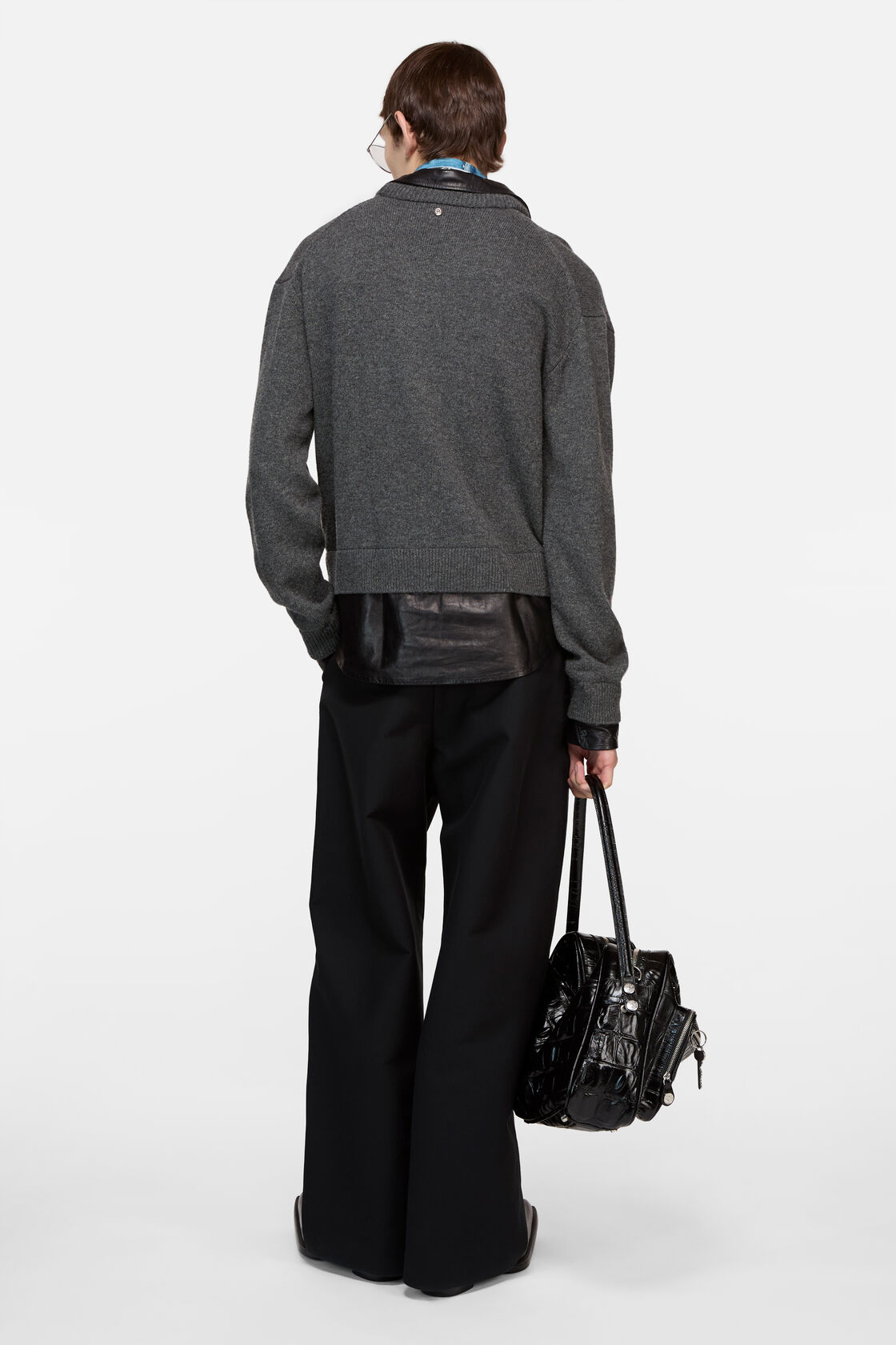 假两件羊毛套头衫, 灰色, 2000x