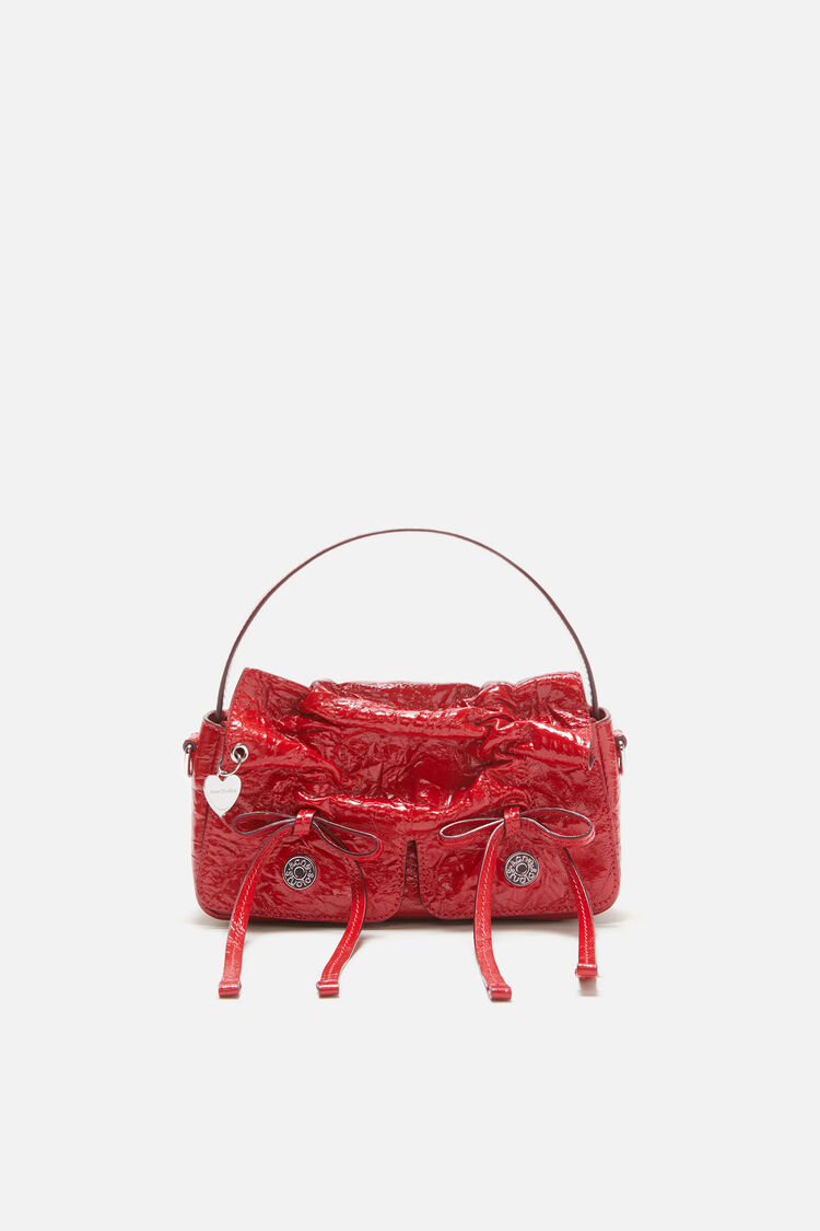 Multipocket Micro Crossbody Crinkled Patent, Red
