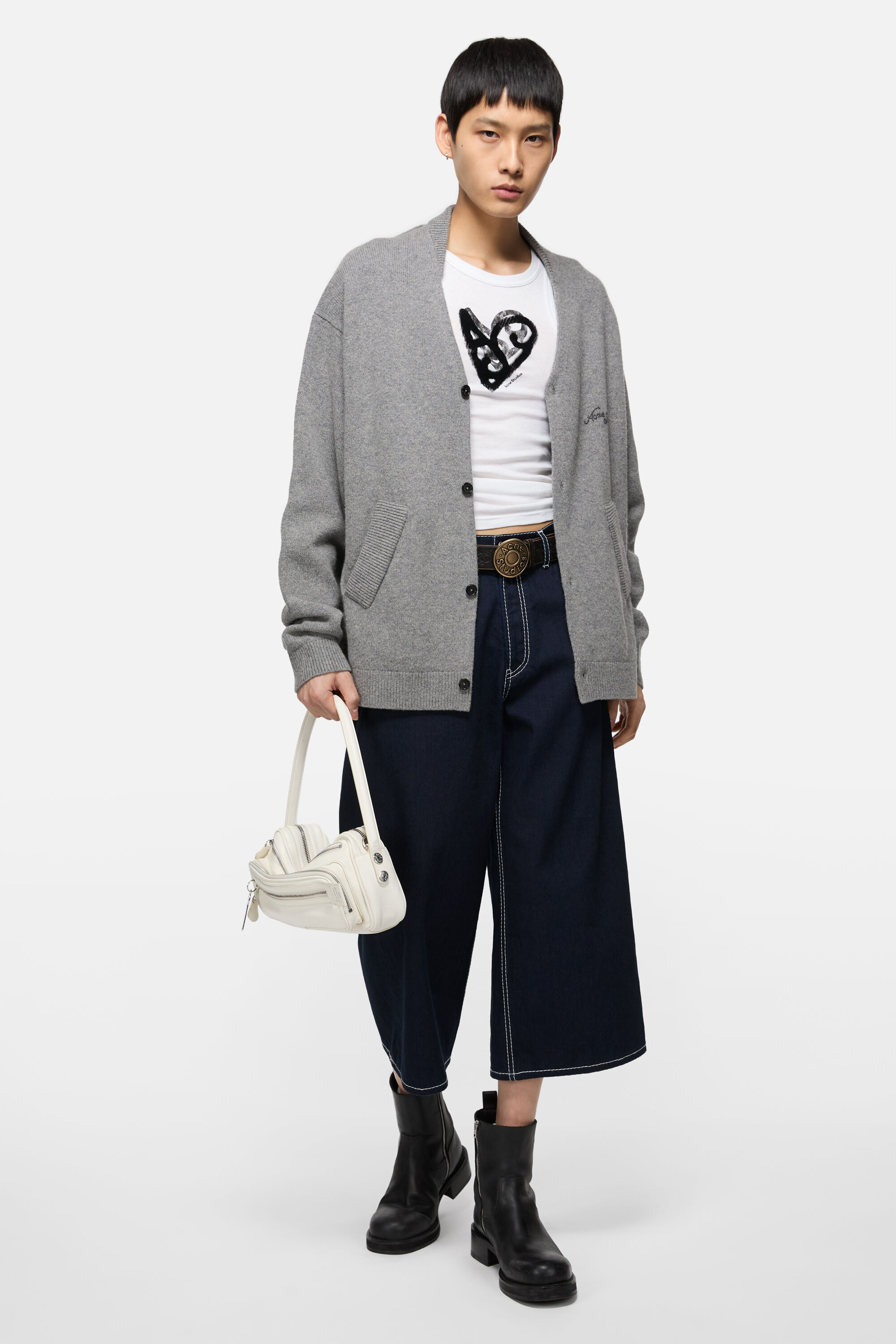 Acne Studios - Wool V-Neck Cardigan - Dark Grey Melange