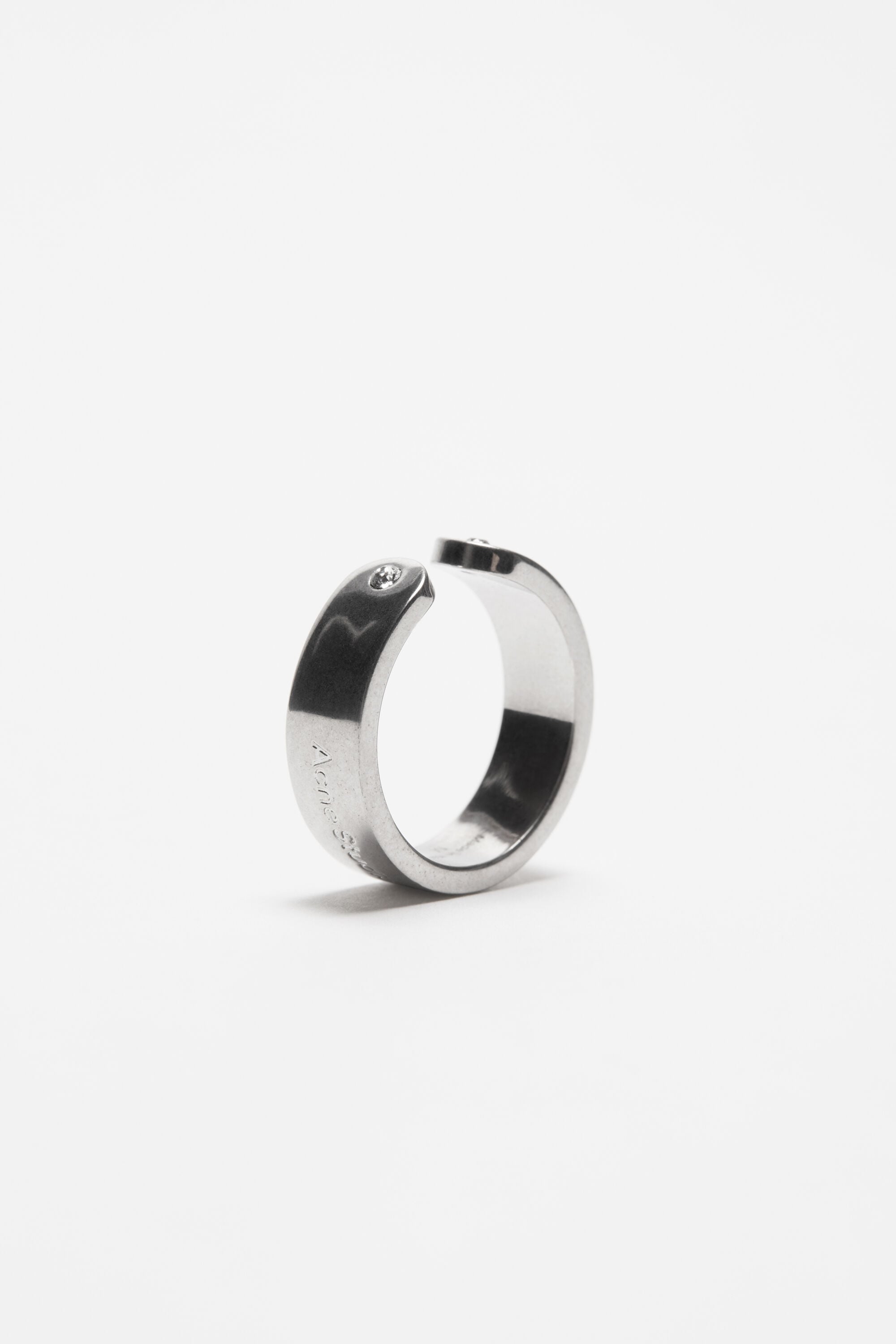 Acne Studios - Logo cuff ring - Semi matt silver