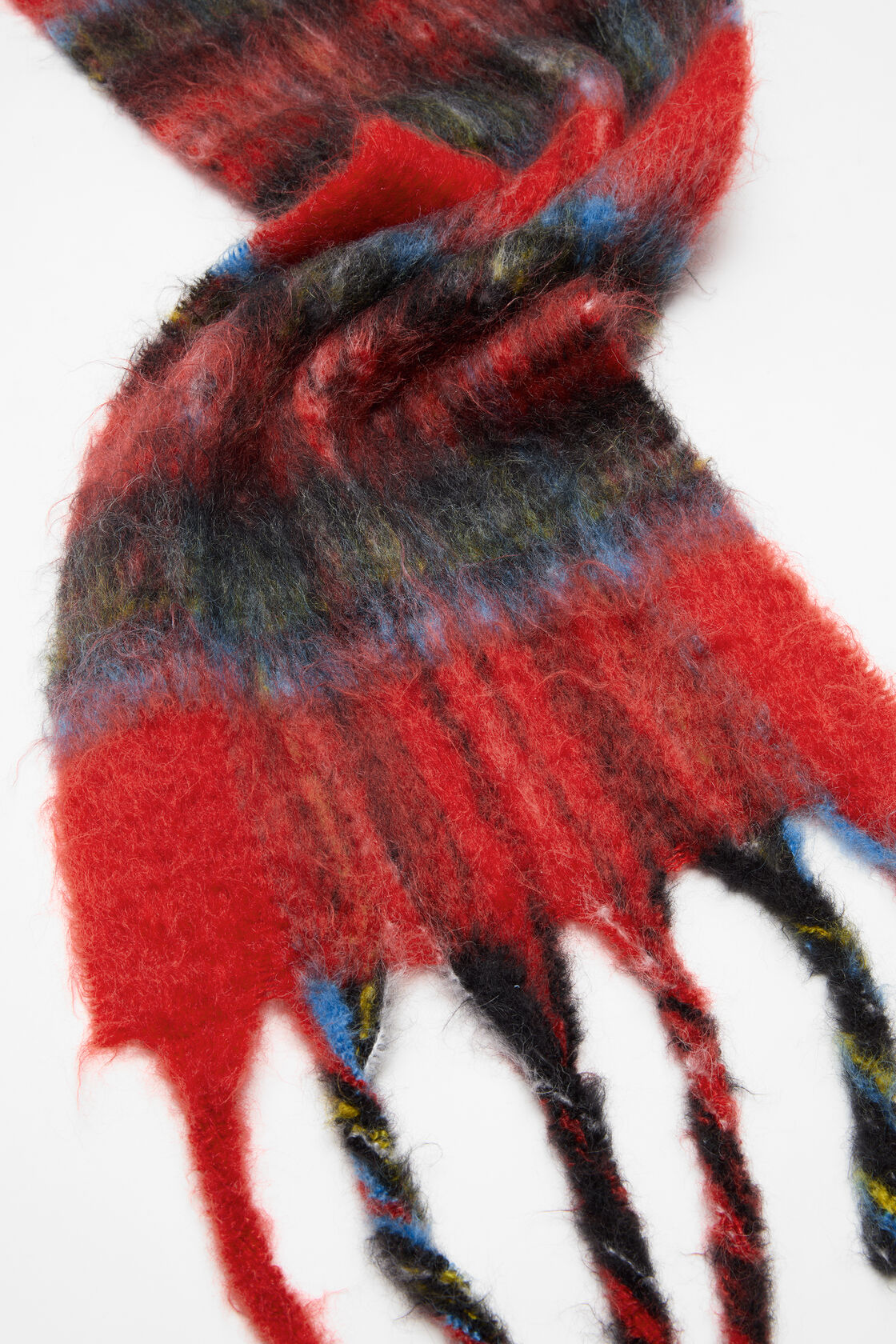 Mohair check scarf, Red/blue, 2000x