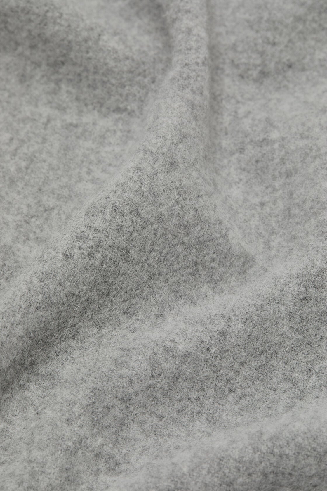 Fringe wool scarf - Narrow, Light Grey Melange, 2000x