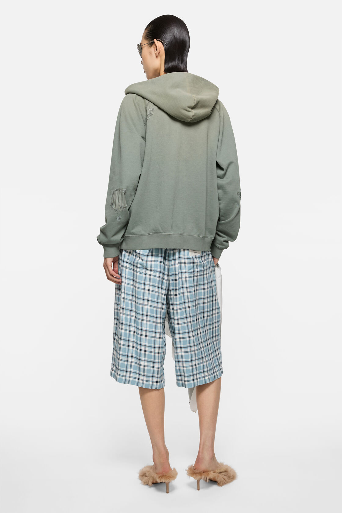 Mended fleece hoodie, Slate grey, 2000x