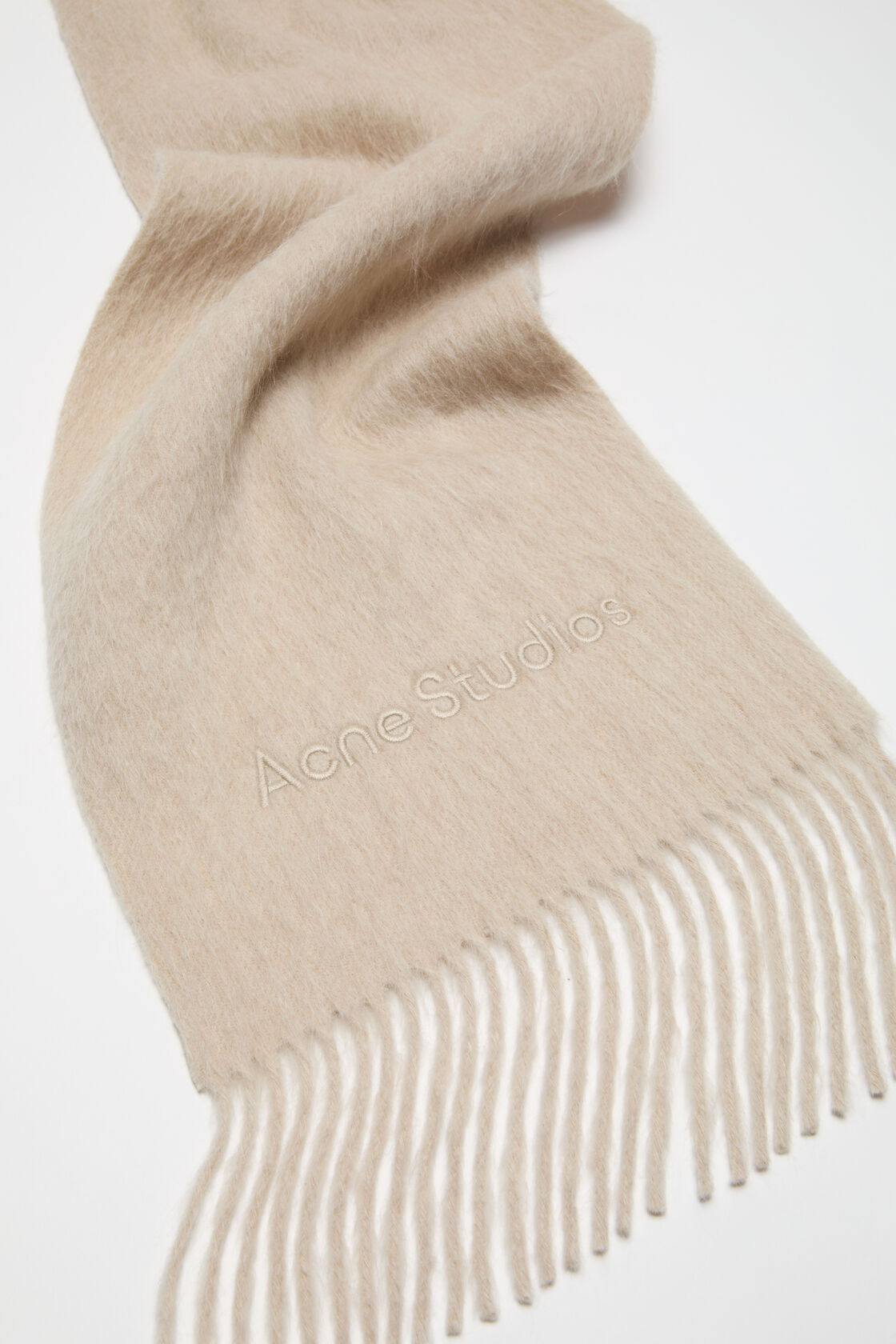 Alpaca wool logo scarf, Oatmeal melange, 2000x