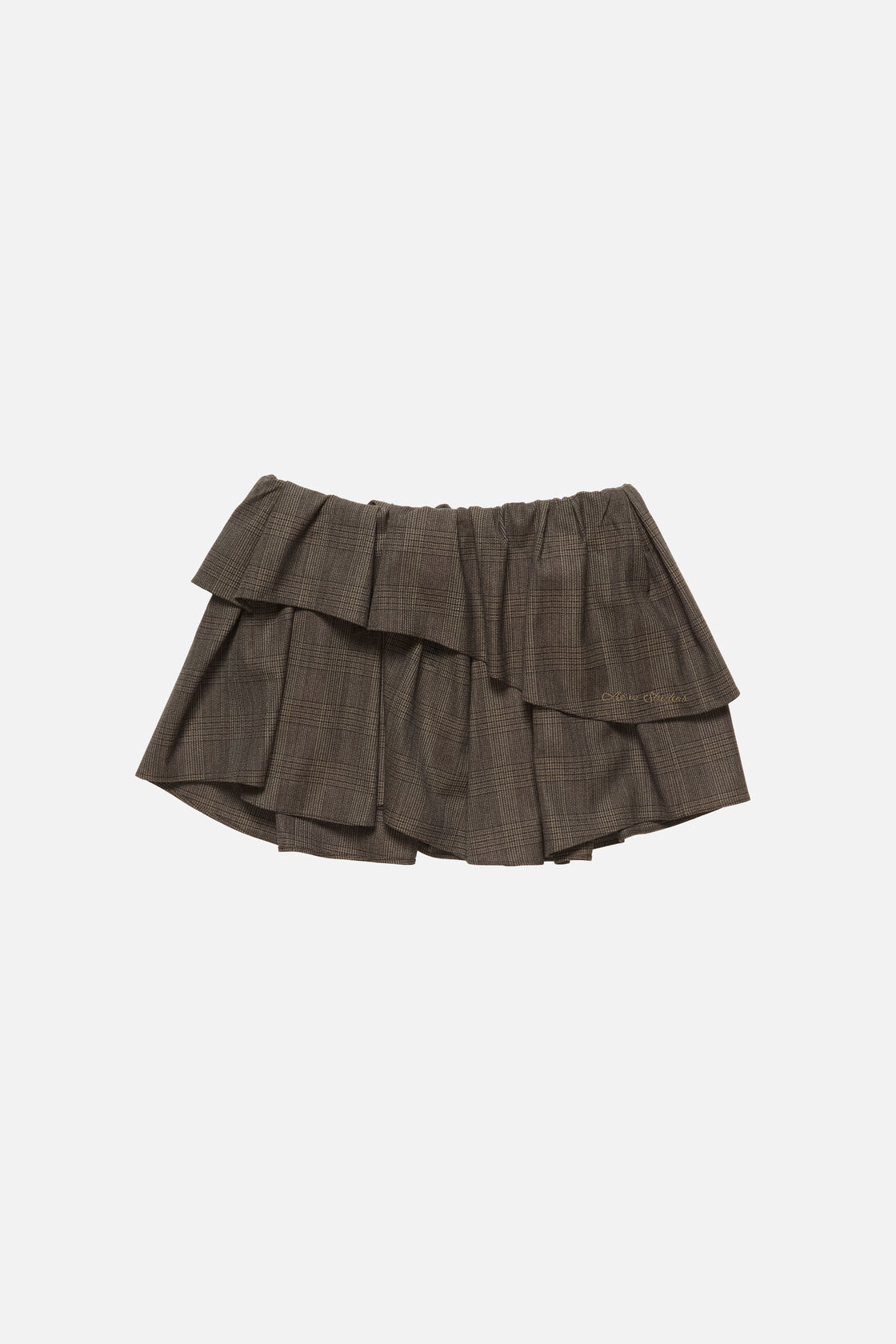 Short pleated wool skirt, Brown/black, 2000x