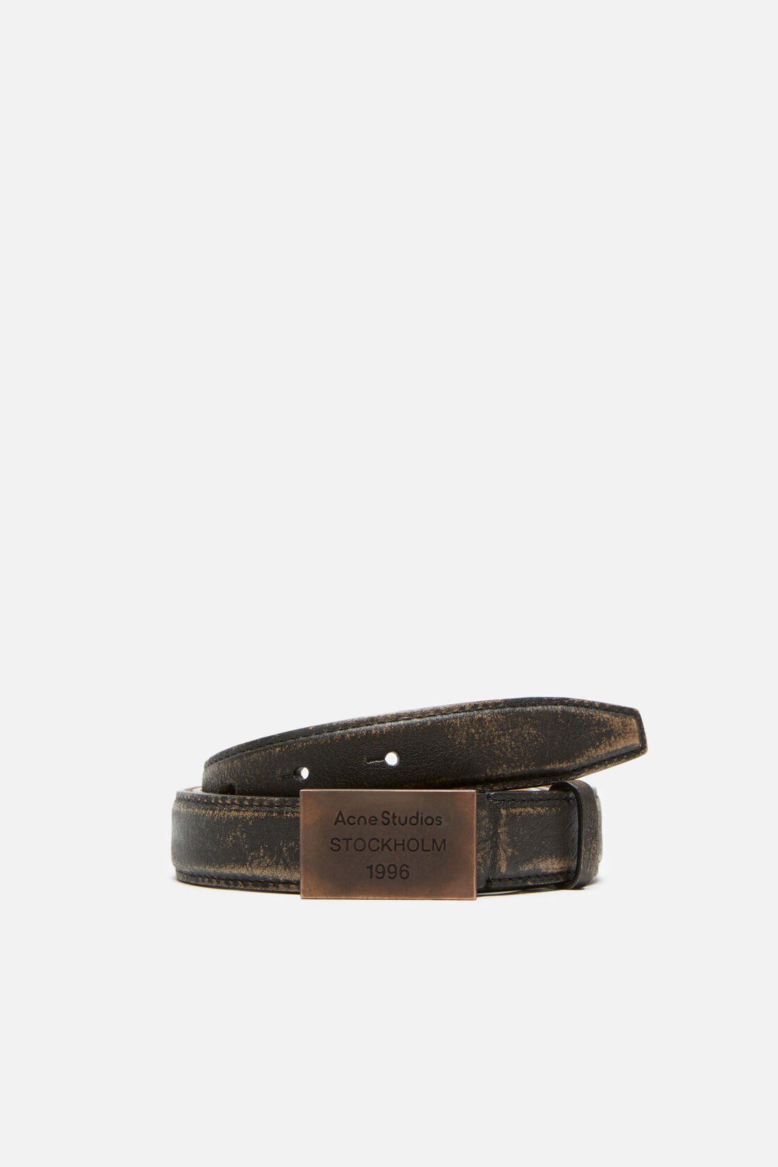 Engraved Logo leather belt, Dark brown/beige, 2000x