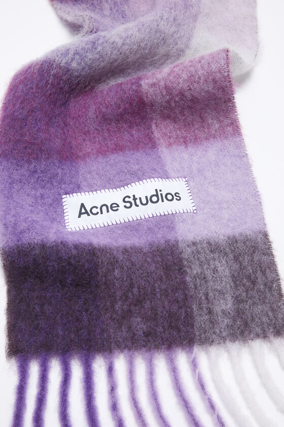 Acne Studios - モヘアチェックスカーフ - パープル/ホワイト