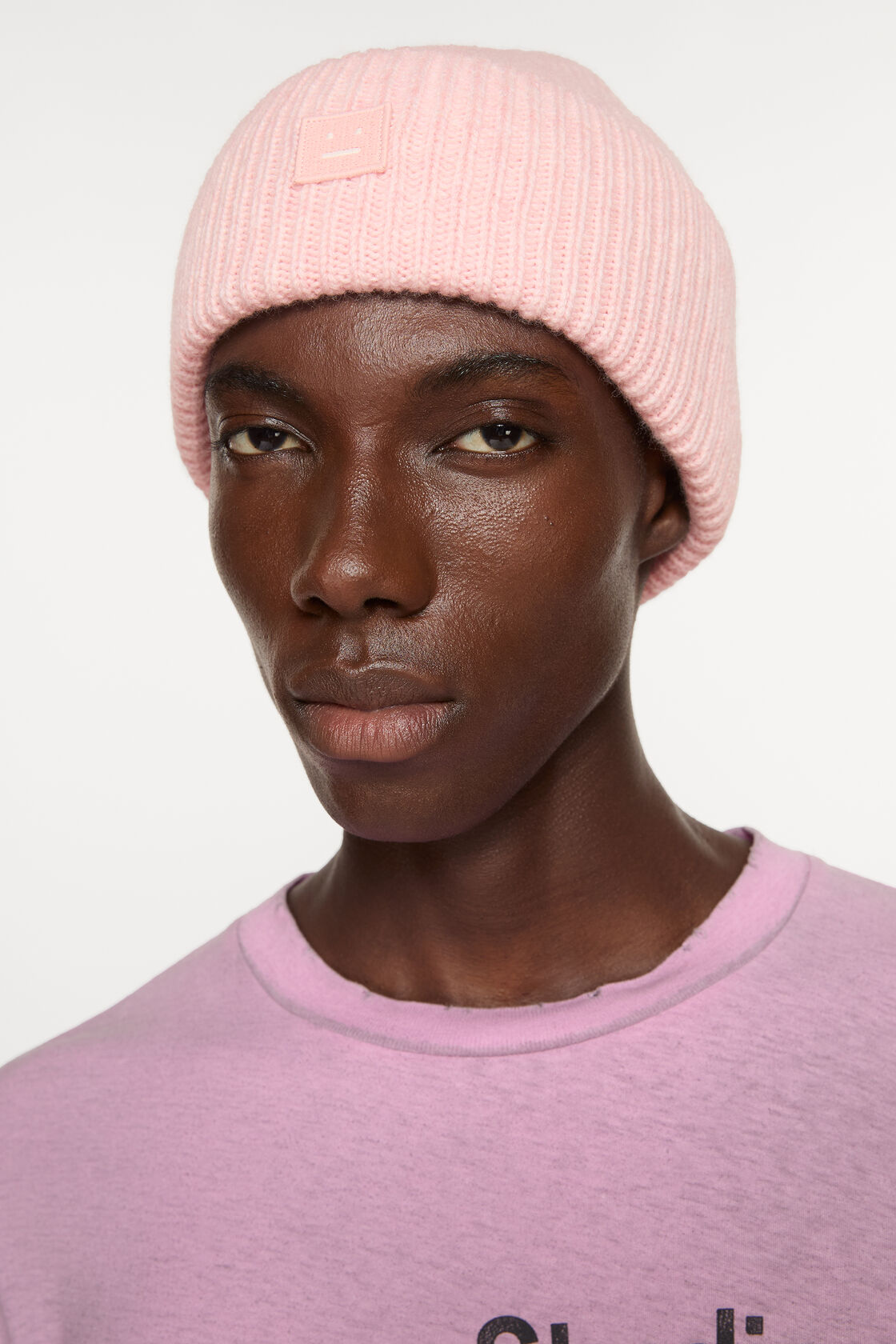 Small face logo beanie, Faded pink melange, 2000x