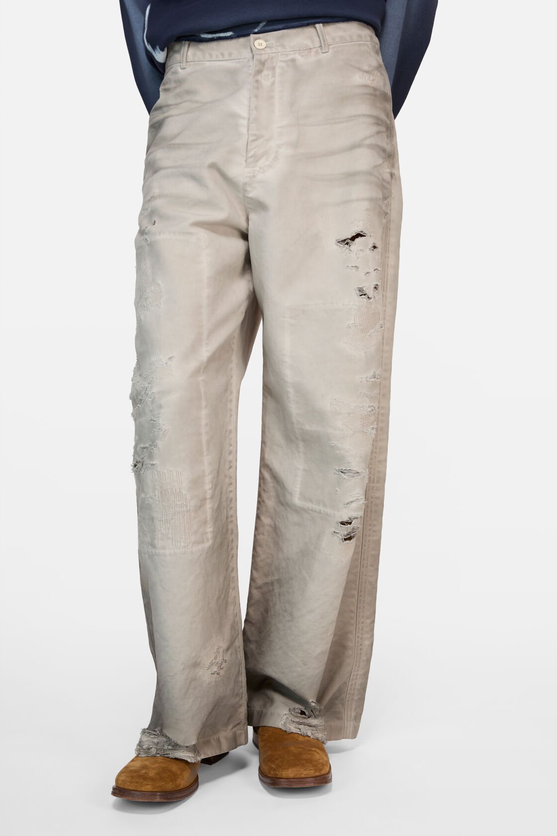 Mended trousers - Regular fit, Light taupe, 2000x
