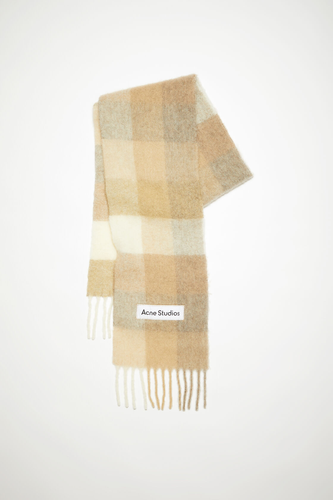 马海毛混纺格纹围巾, 白色/米色, 2000x