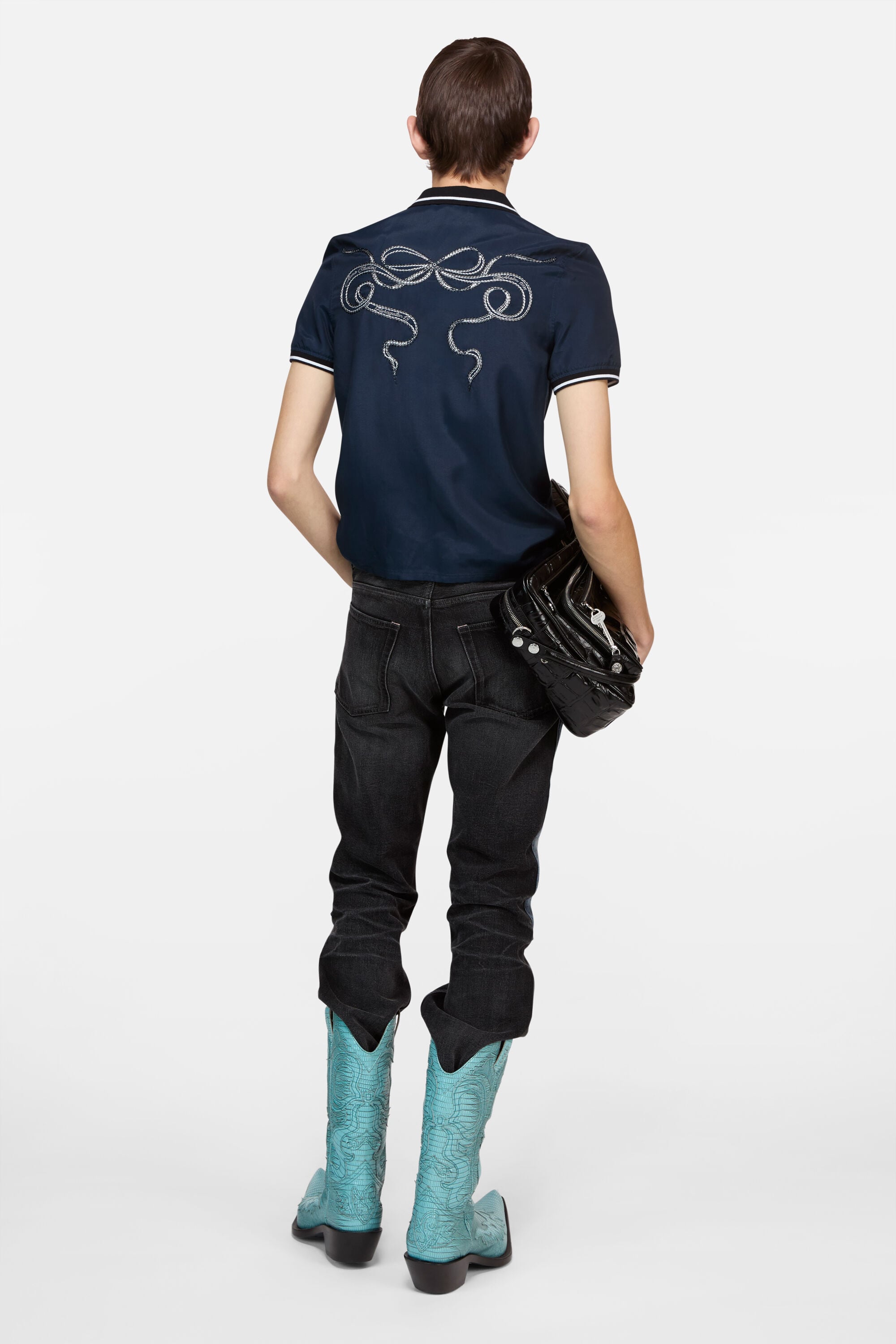 Acne Studios - Embroidered button-up shirt - Navy