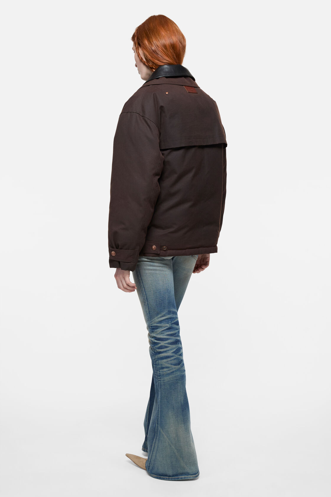 Waxed canvas blouson jacket, Dark brown, 2000x