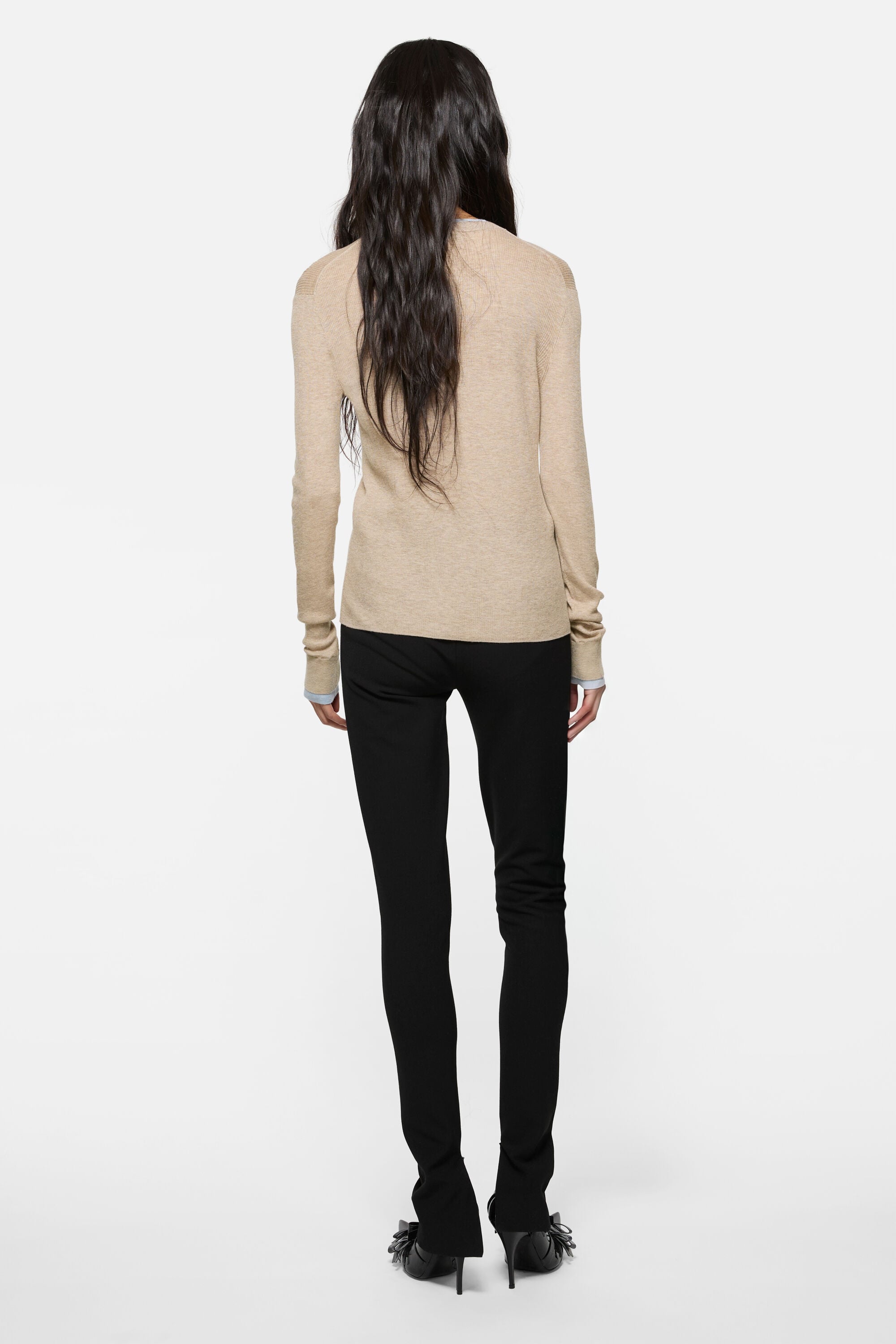 Acne Studios - Layered silk-wool cardigan - Beige/light blue