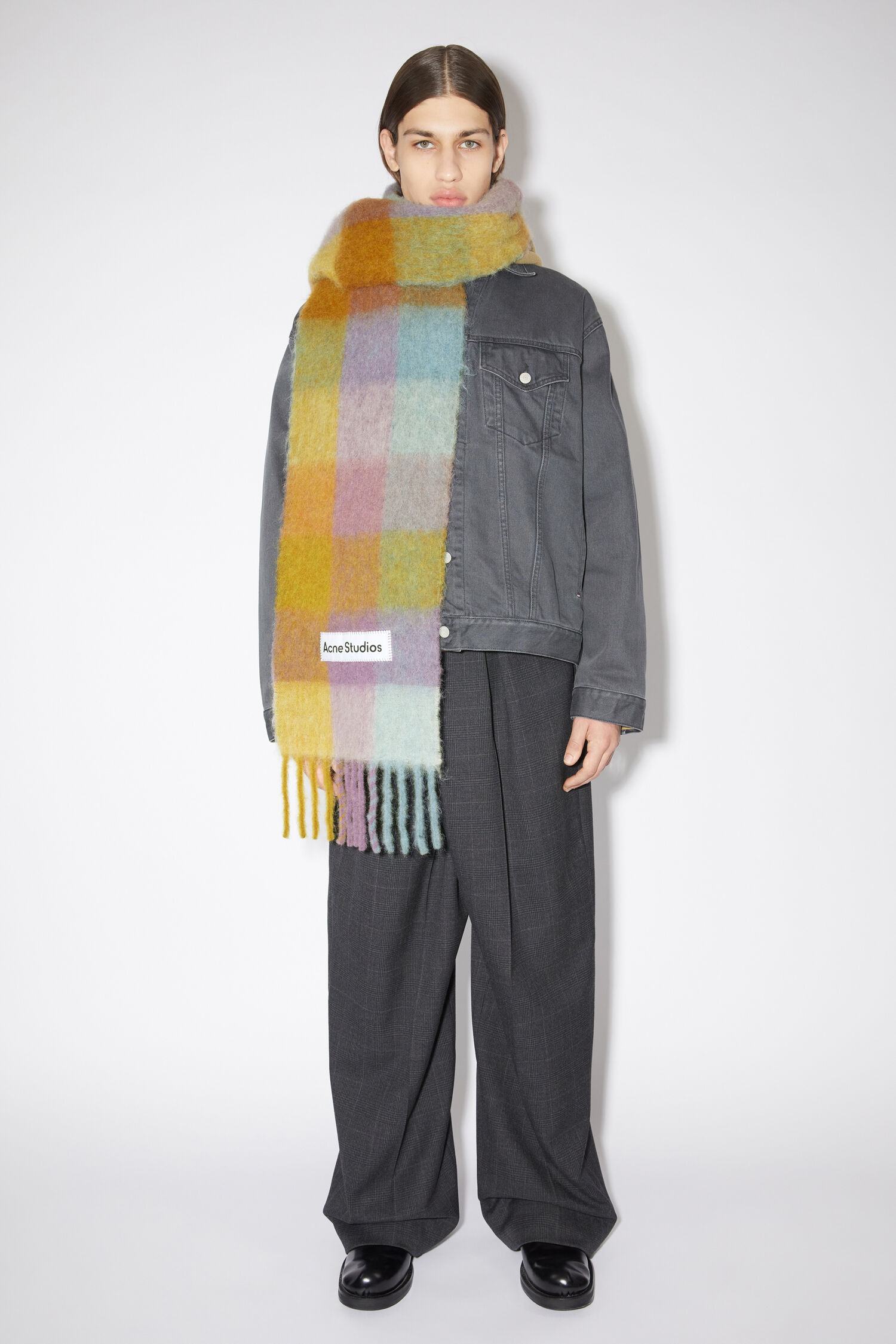 Acne Studios - Mohair checked scarf - Violet/yellow/blue