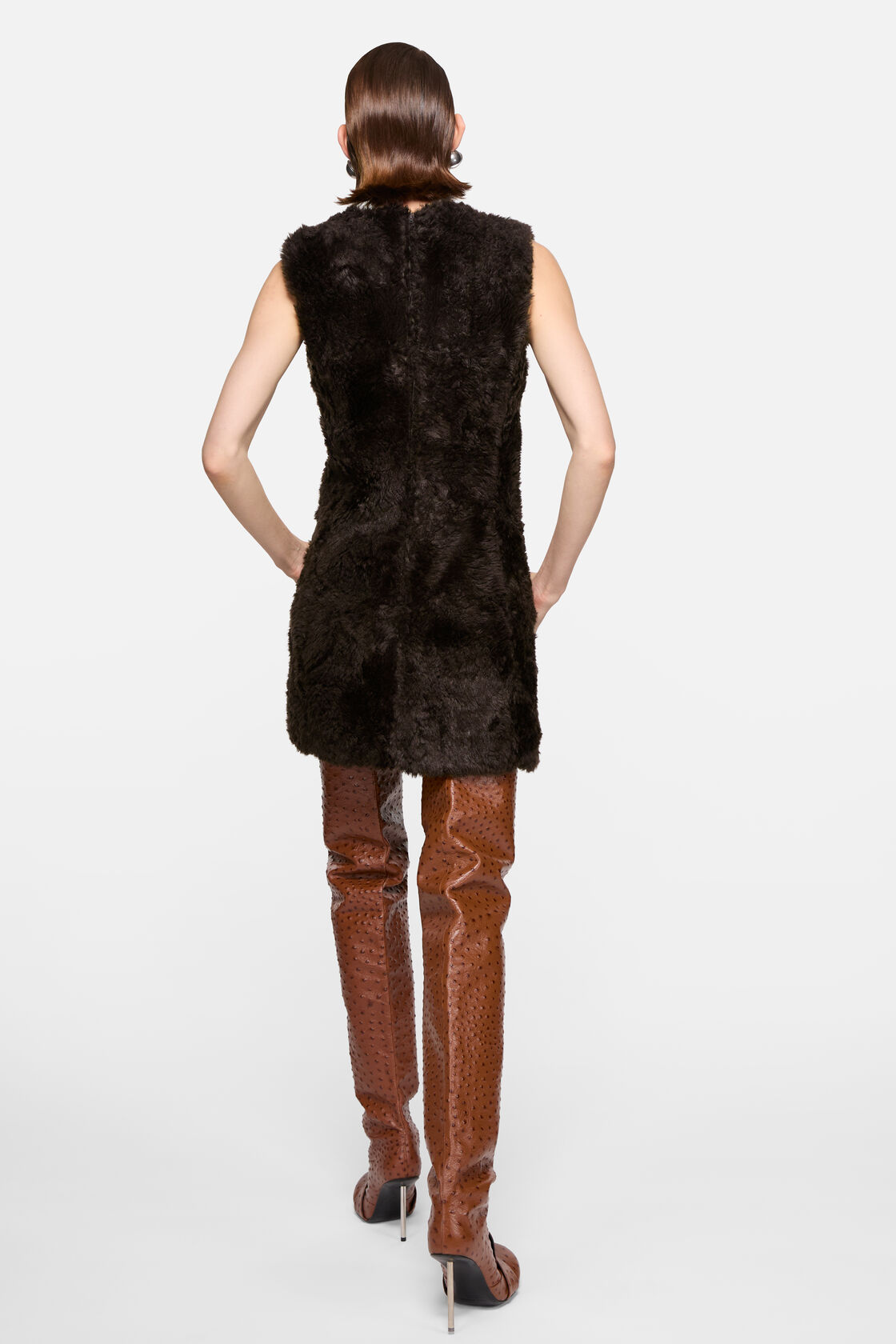 Faux fur dress, Brown, 2000x