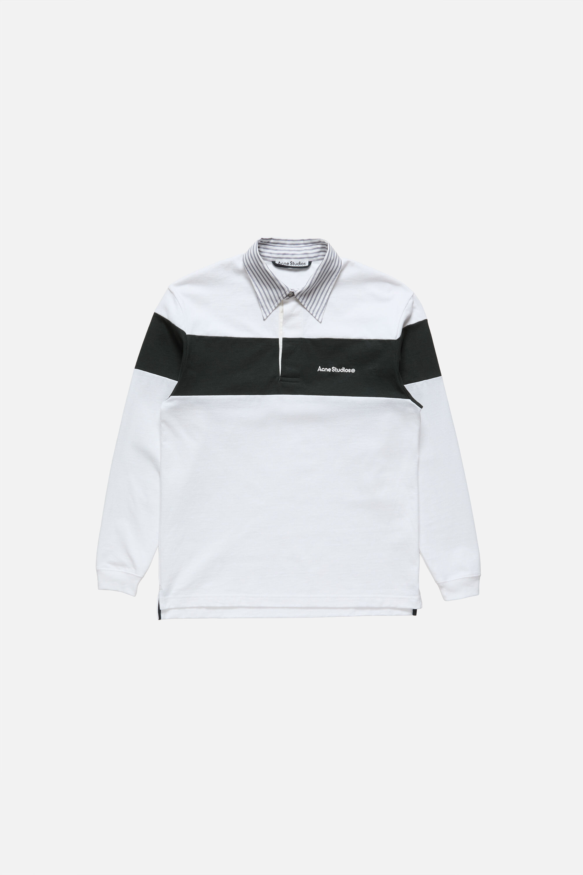 Acne Studios - ストライプポロスウェットシャツ - ホワイト/ブラック