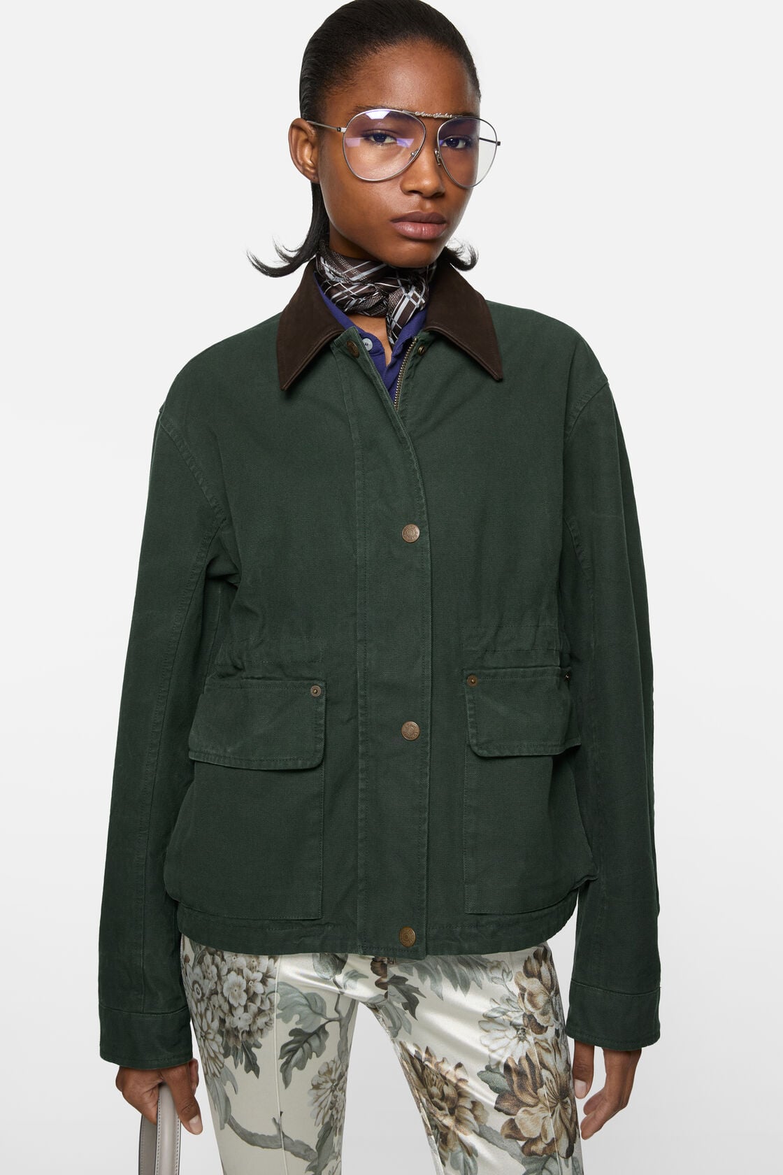 Washed canvas blouson jacket, Dark green, 2000x