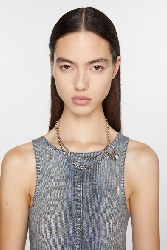 Acne Studios - Multi-chain charm necklace - Silver/green