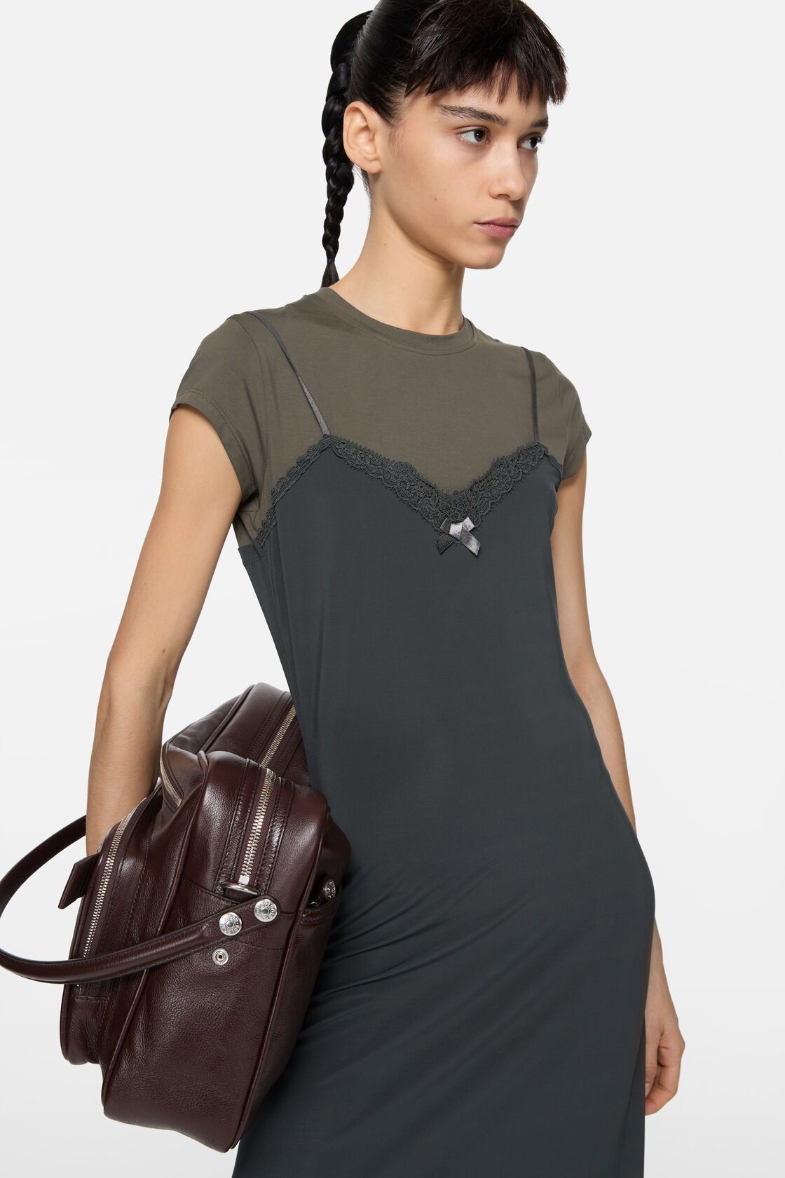 Layered jersey dress, Grey/anthracite, 2000x