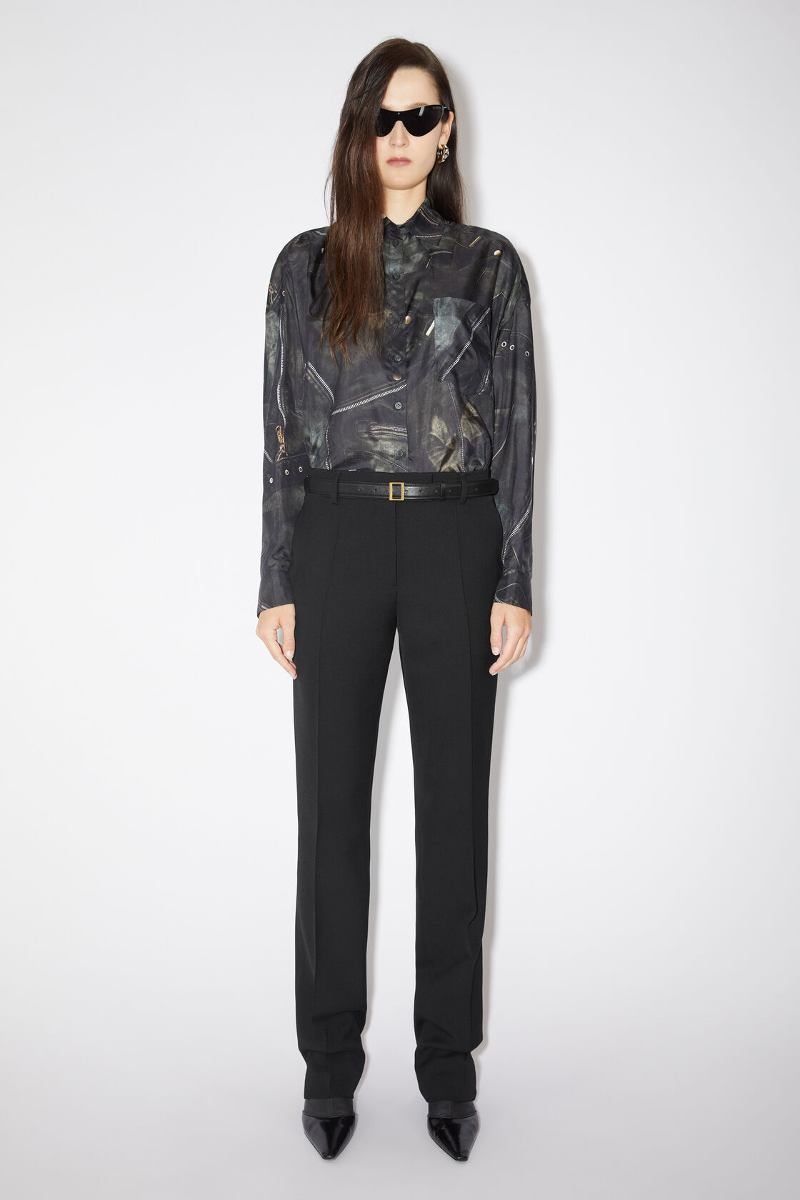 Narrow tailored trousers, Black, 2000x