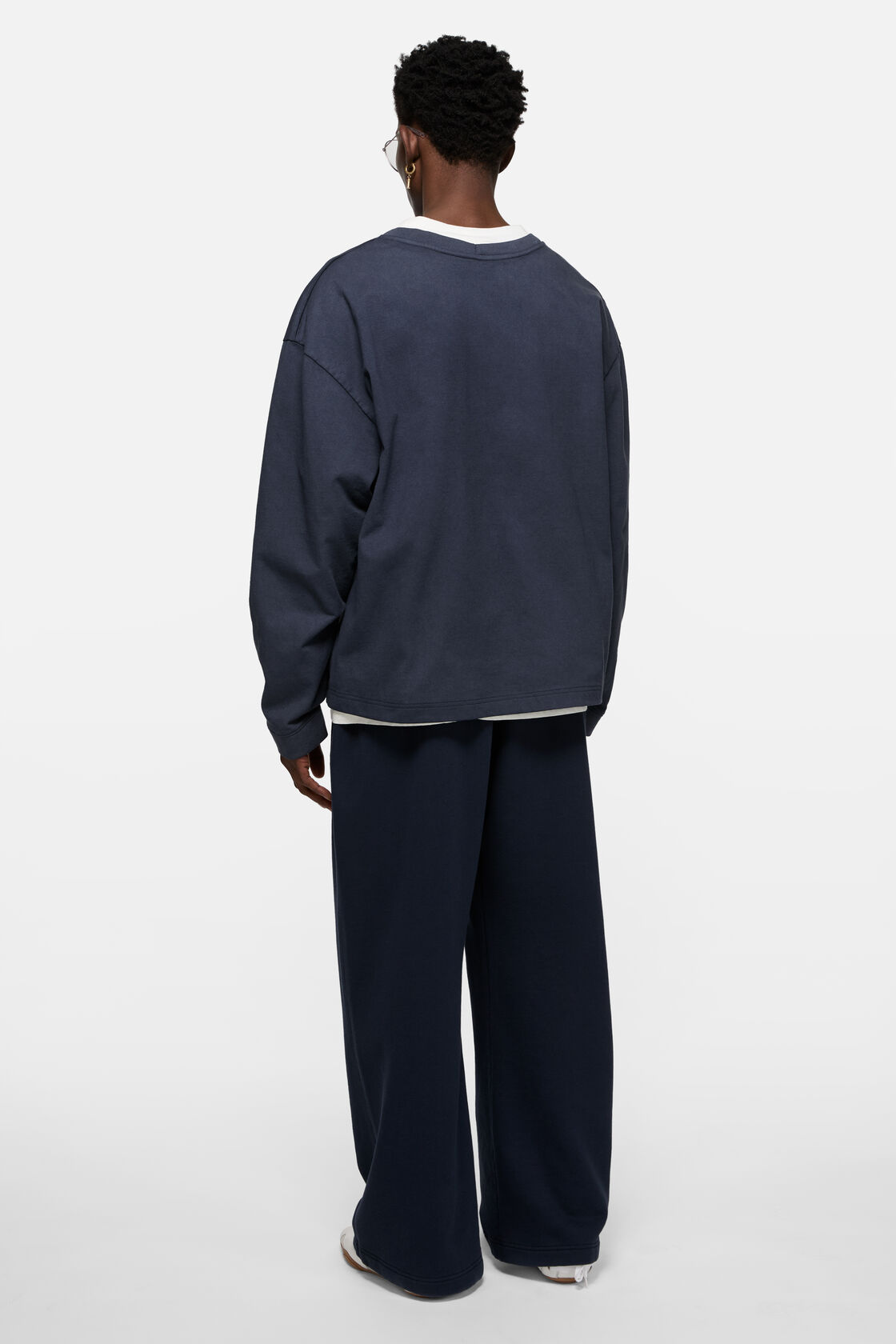 Layered sweatshirt with logo, Navy/white, 2000x